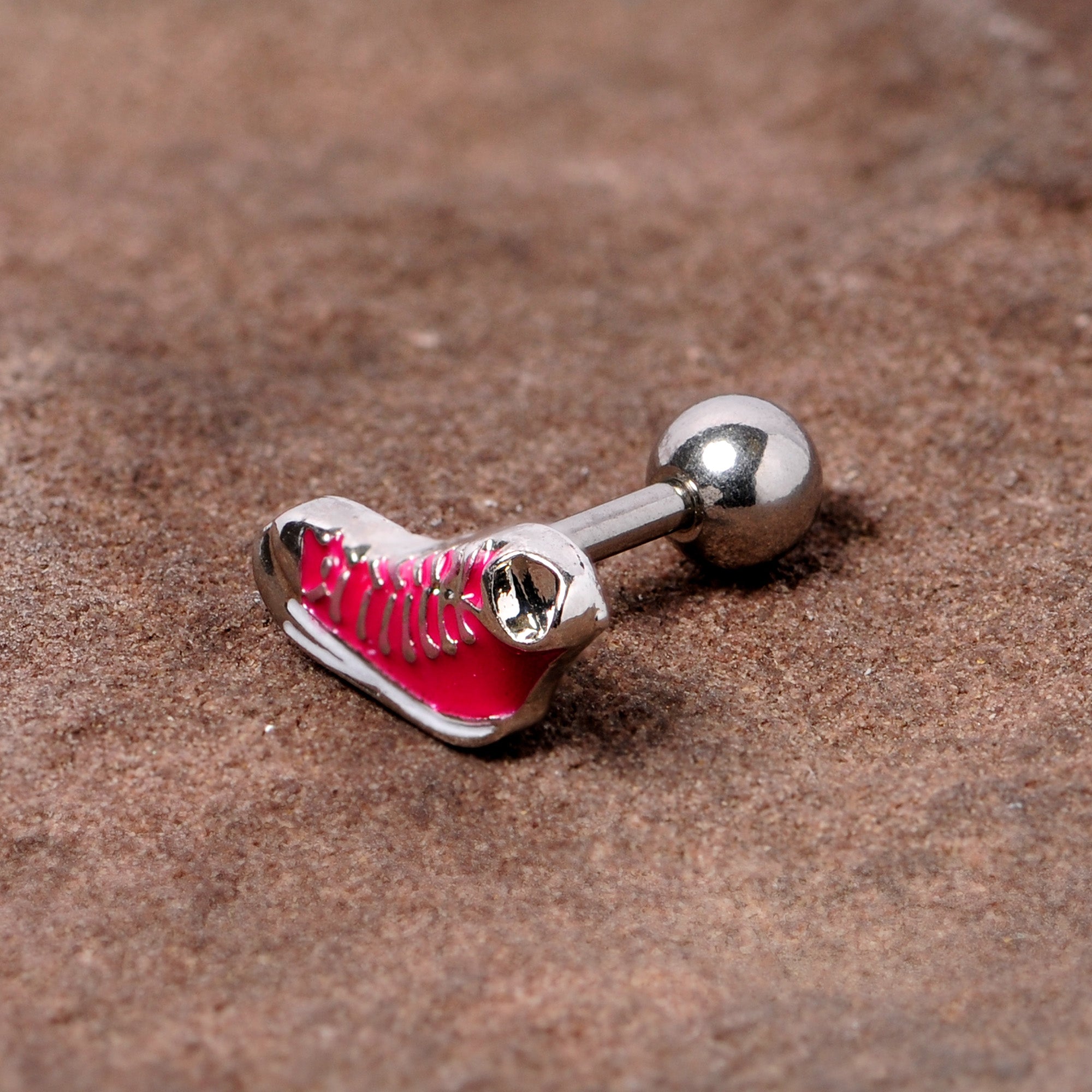 16G 1/4 Pink High Top Sneaker Cartilage Tragus Earring