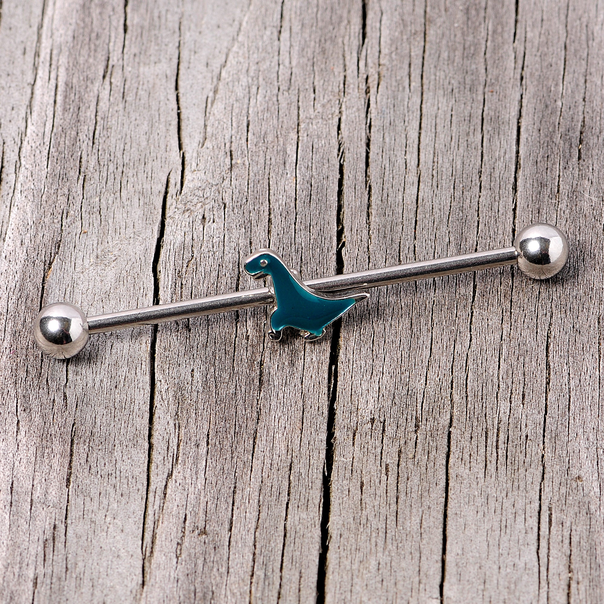 14G Darling Green Dinosaur Industrial Barbell 38mm