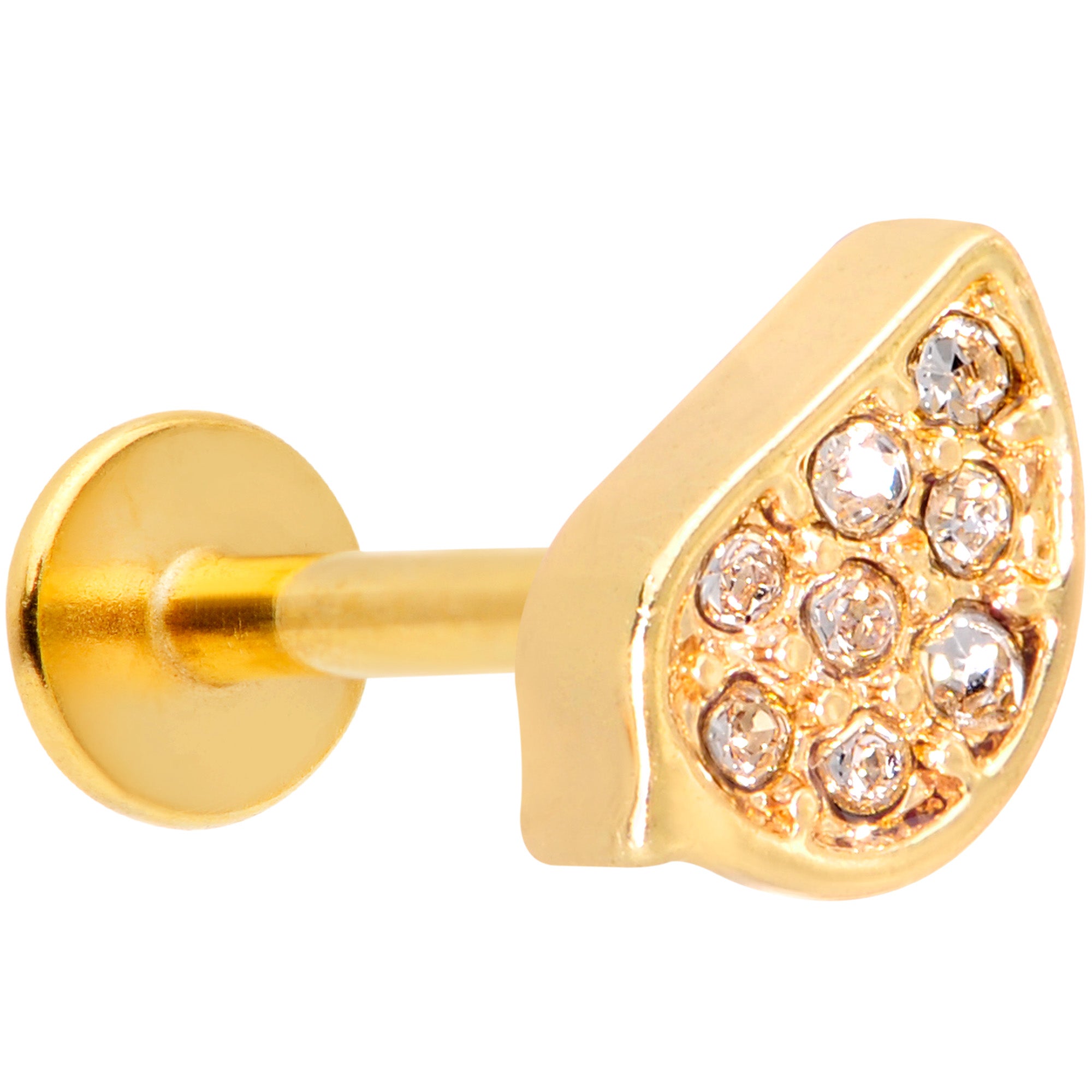 16G 5/16 Clear CZ Gem Gold Tone Swirl Labret Monroe Tragus