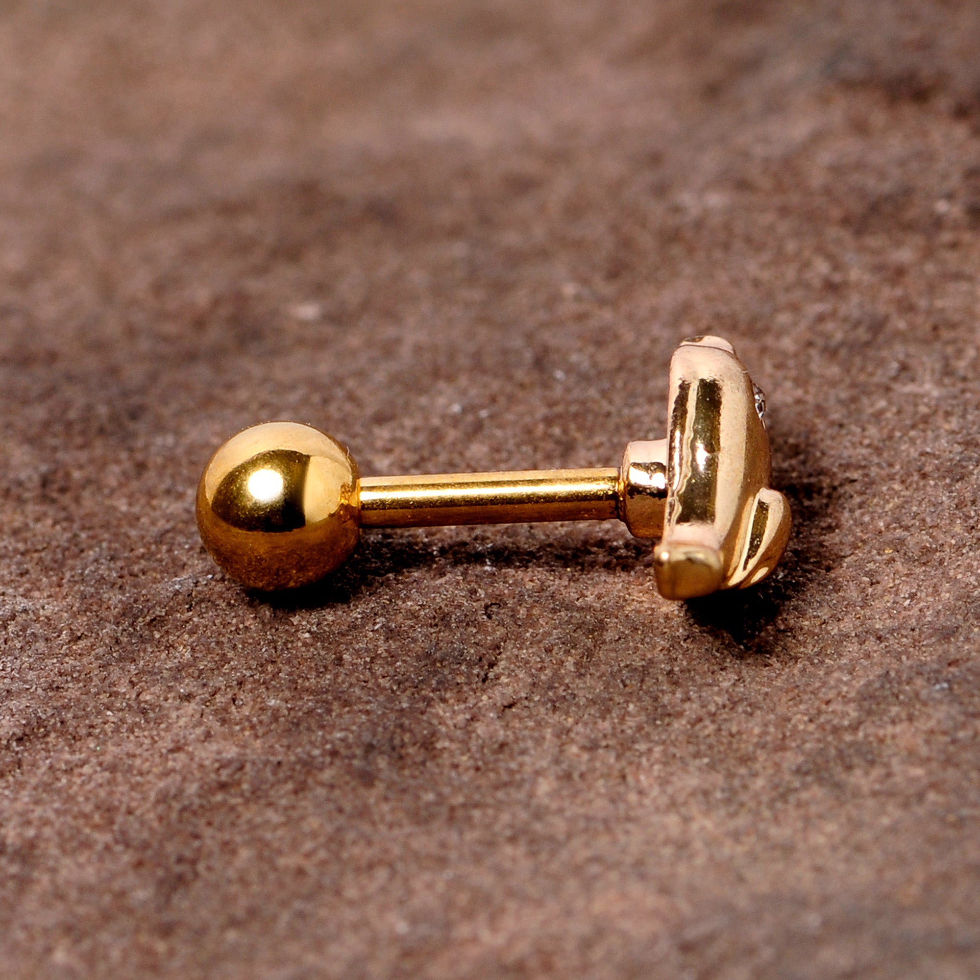 16G 1/4 Clear Gem Gold Tone Little Bird Cartilage Tragus Earring