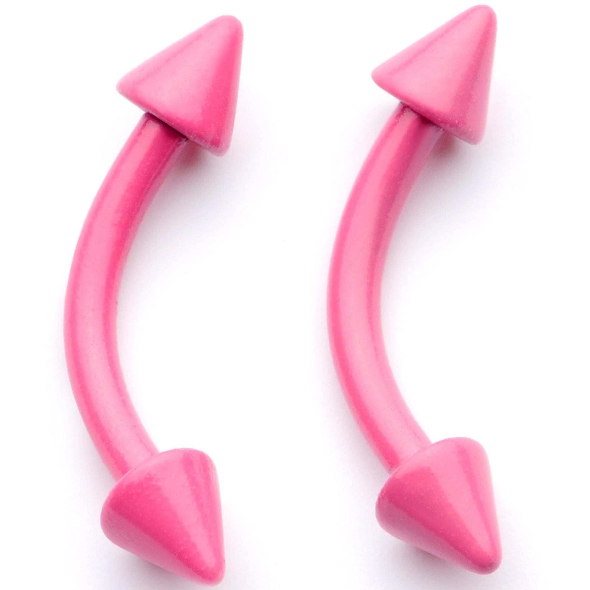 16G 5/16 Pink Glow in the Dark Cone End Curved Barbell Set of 2