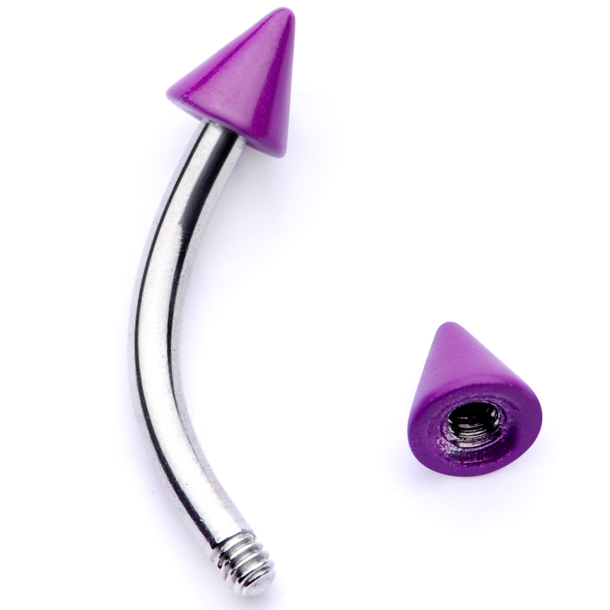 16G 5/16 Purple Cone End Curved Eyebrow Ring