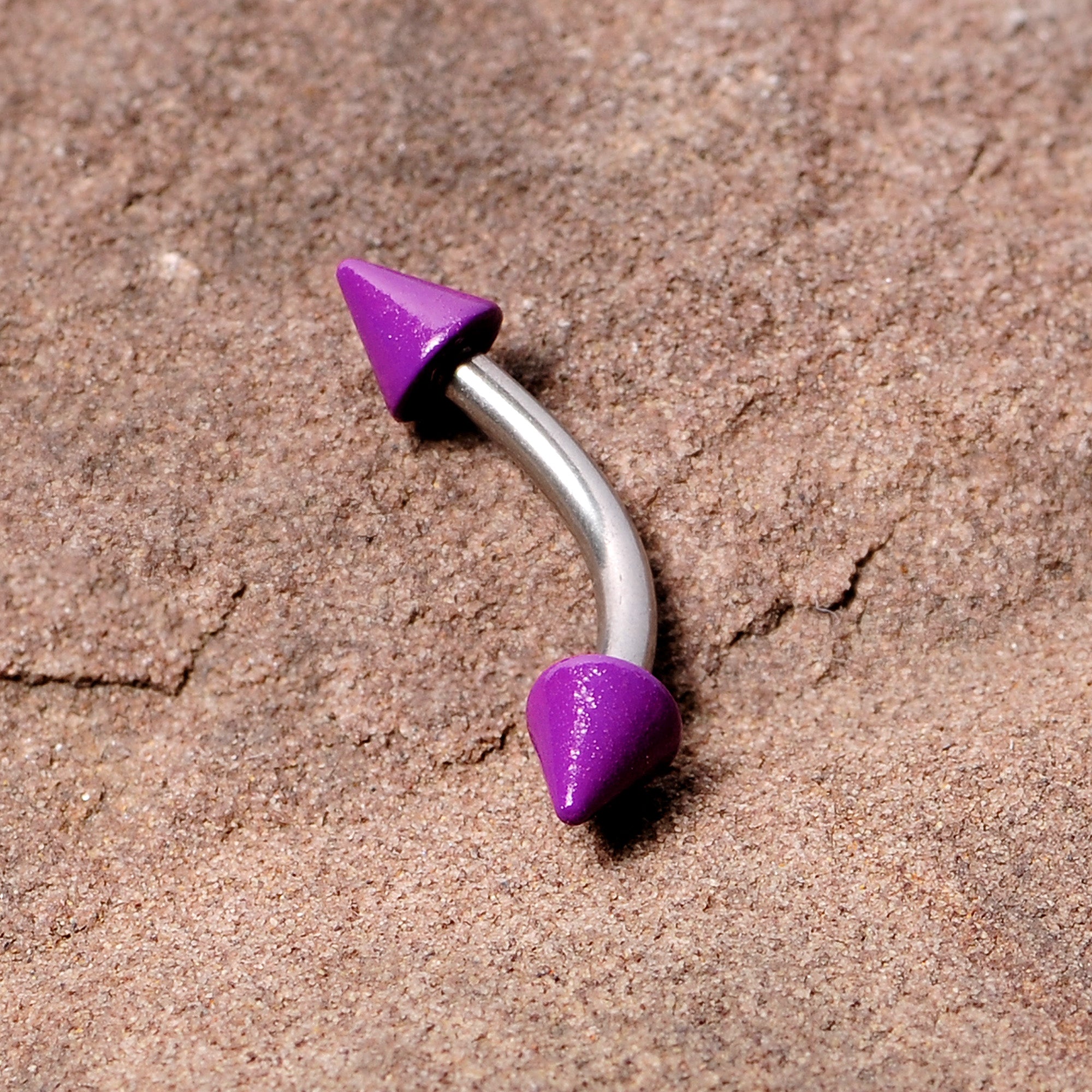 16G 5/16 Purple Cone End Curved Eyebrow Ring