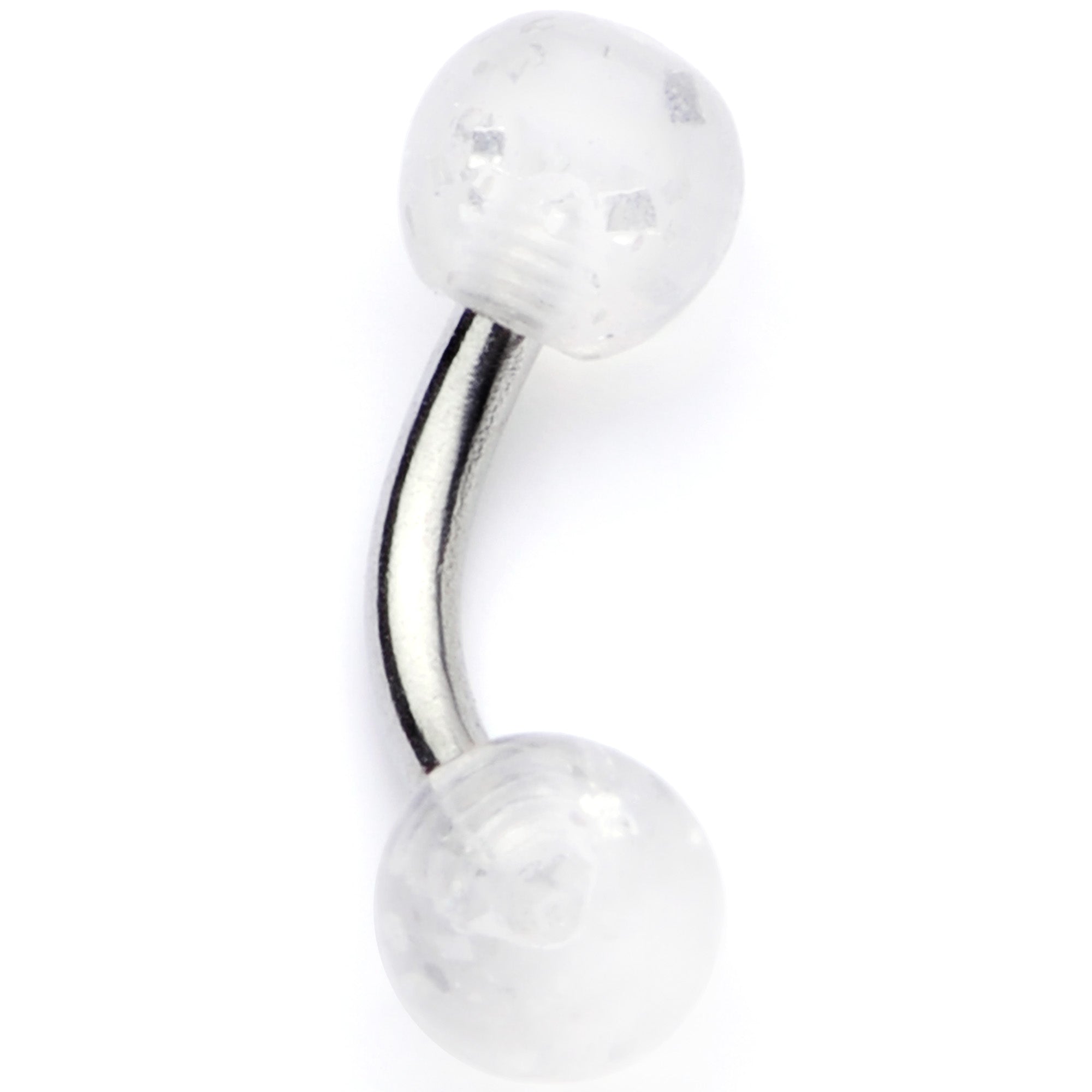 16G 1/4 Clear Speckled Acrylic Ends Curved Barbell