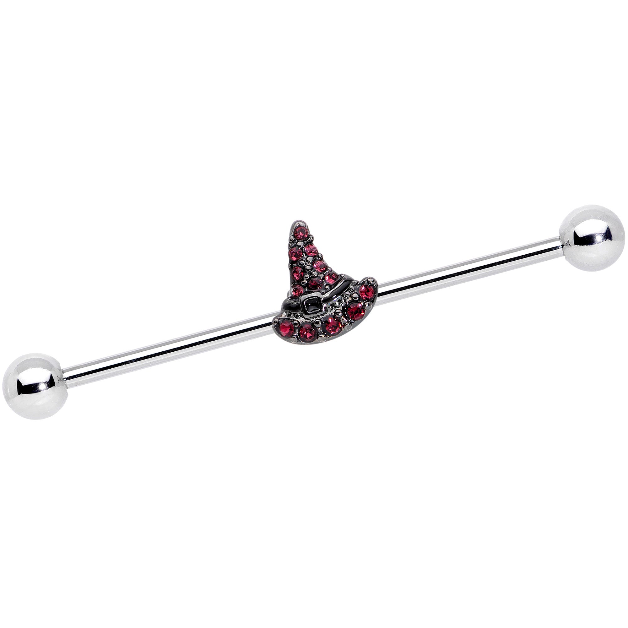 14G Purple Gem Witch Hat Halloween Industrial Barbell 38mm