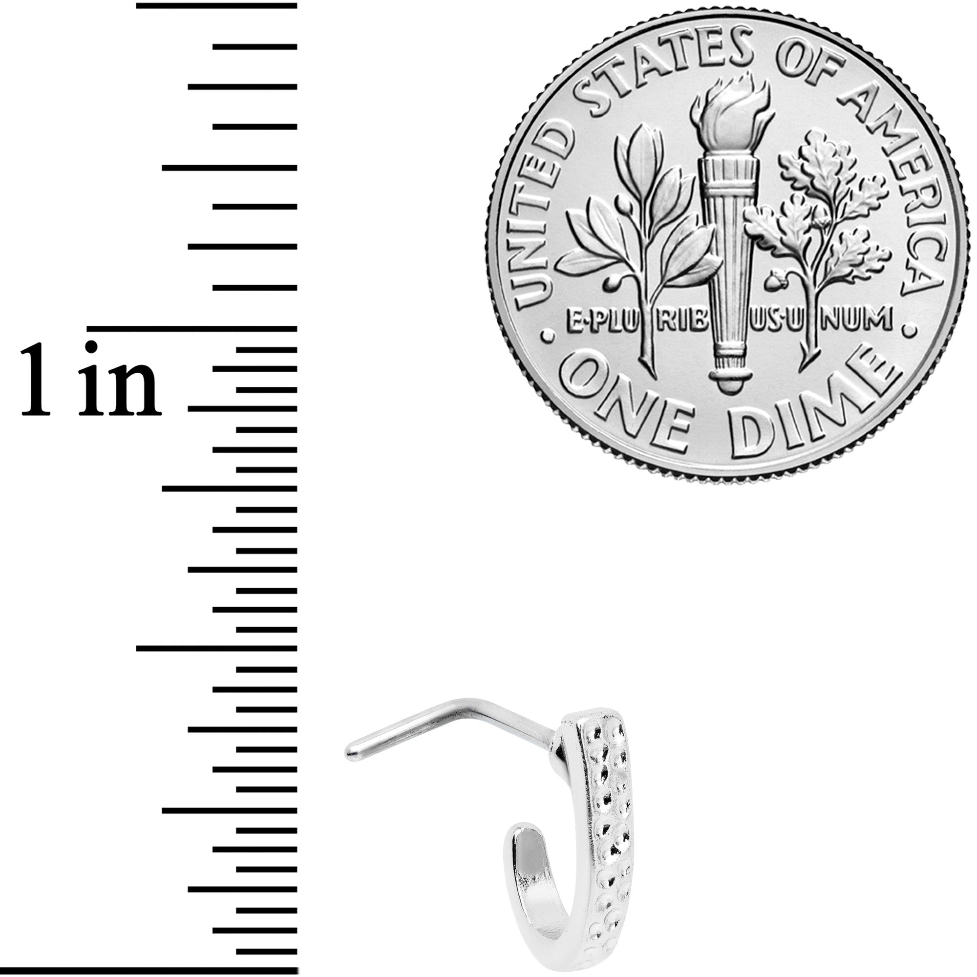 20G 5/16 Steel Dainty Dots Faux Hoop L Shaped Nose Ring