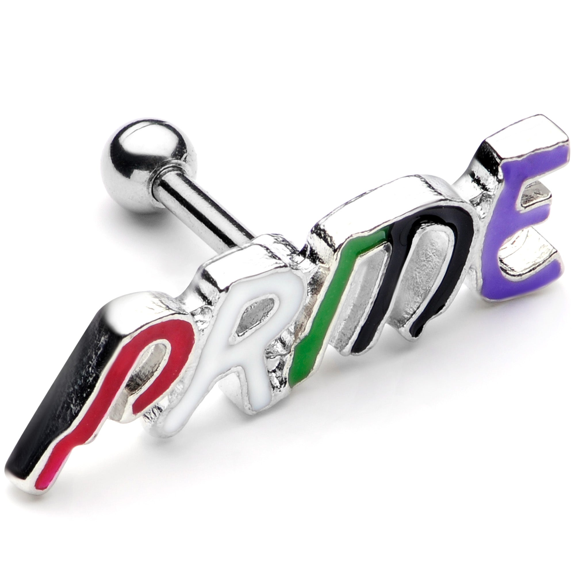 16G 1/4 Multicolor Rainbow Pride Cartilage Tragus Earring