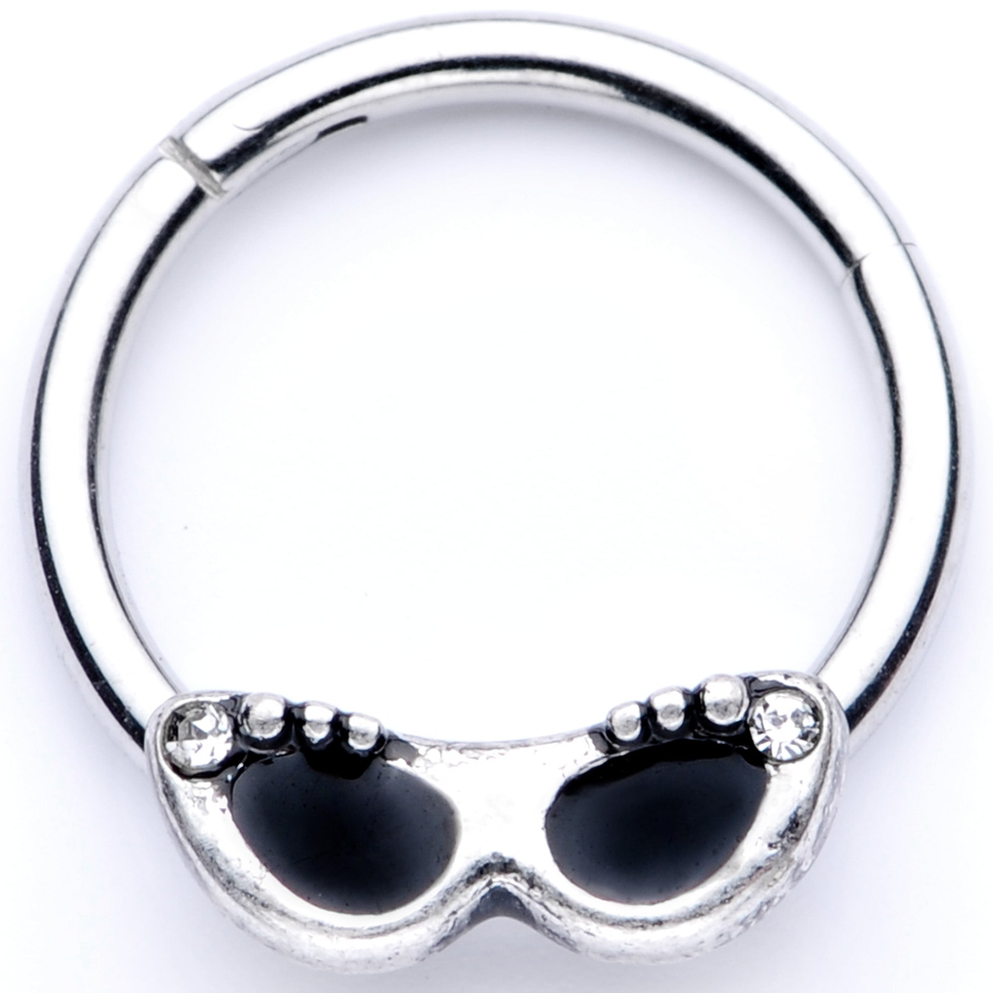 16G 3/8 Clear Gem 50s Retro Summer Sunglasses Hinged Segment Ring