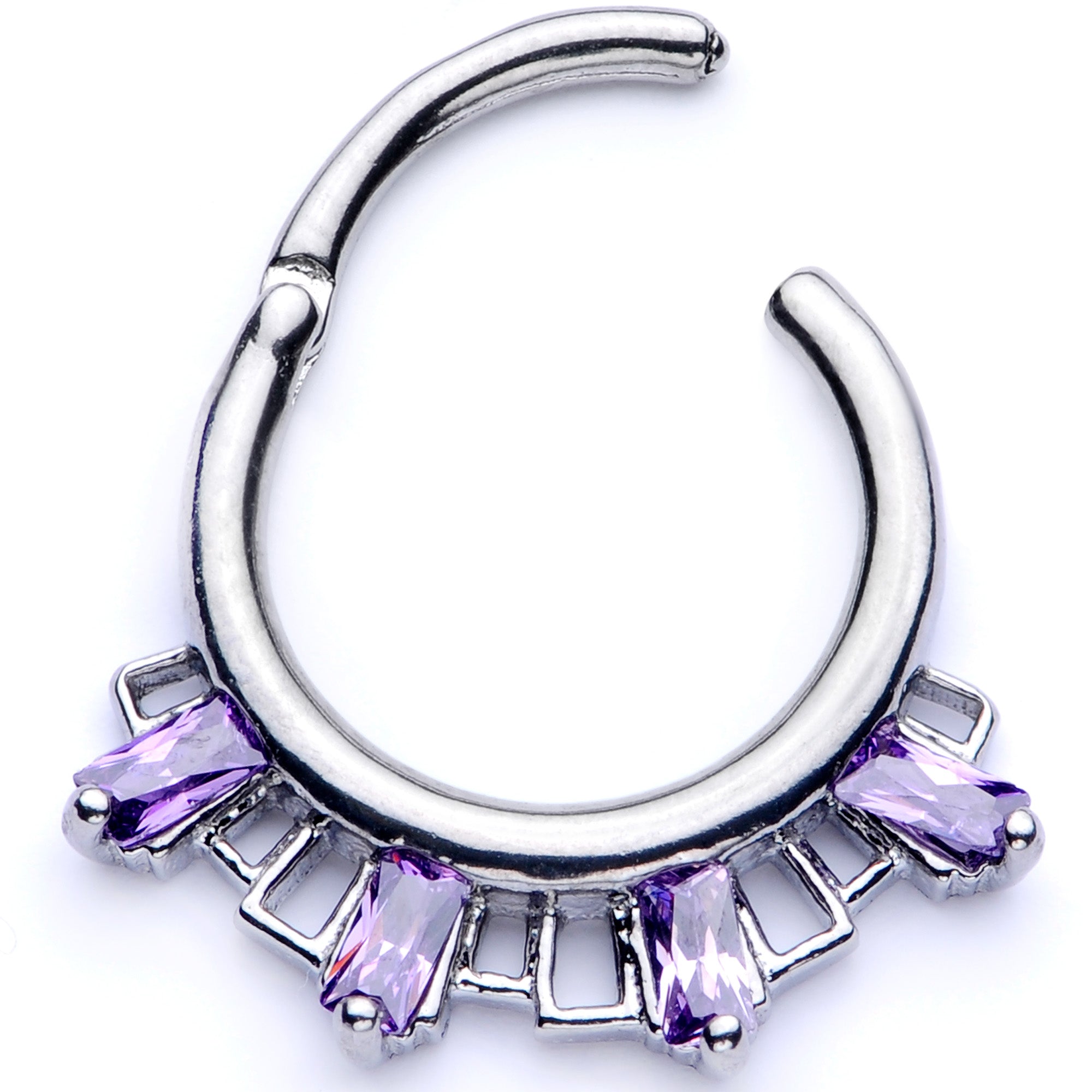 16G 3/8 Purple Gem Rectangle Septum Clicker