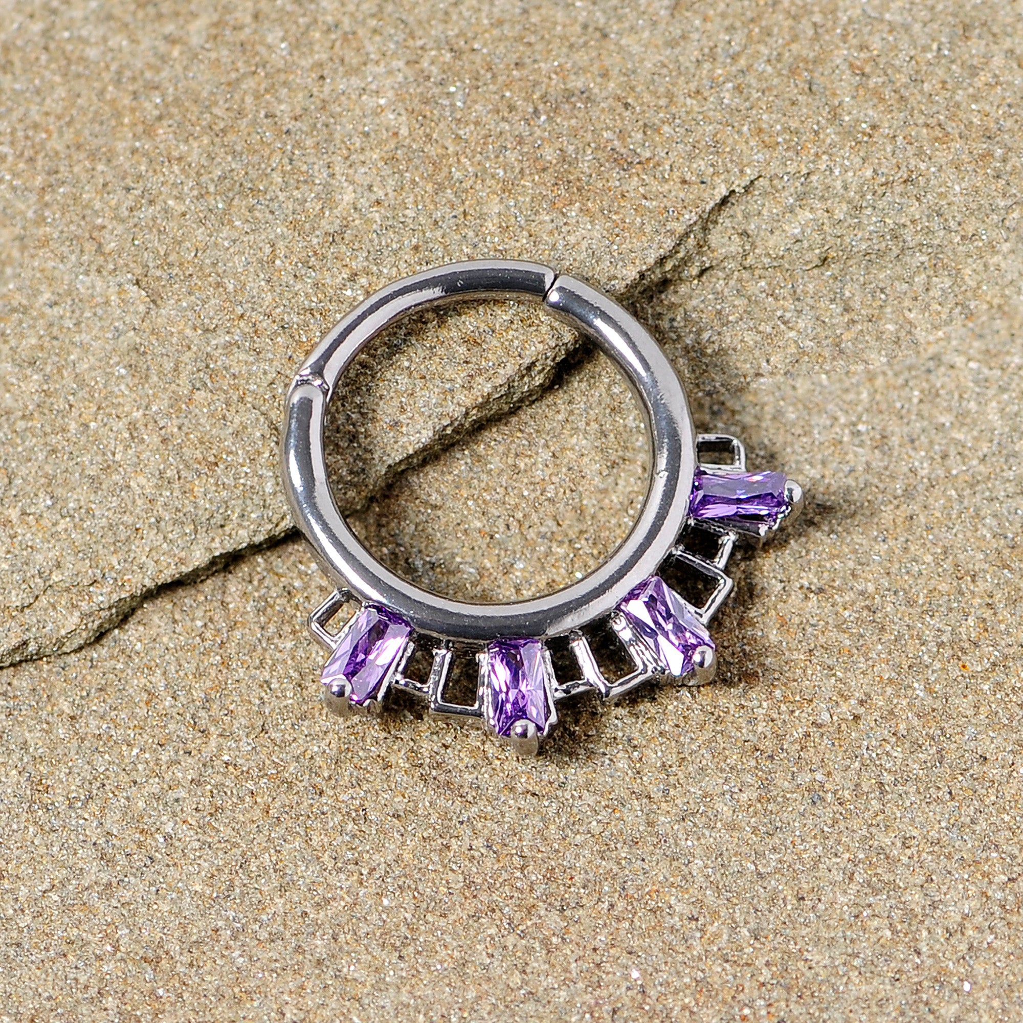 16G 3/8 Purple Gem Rectangle Septum Clicker