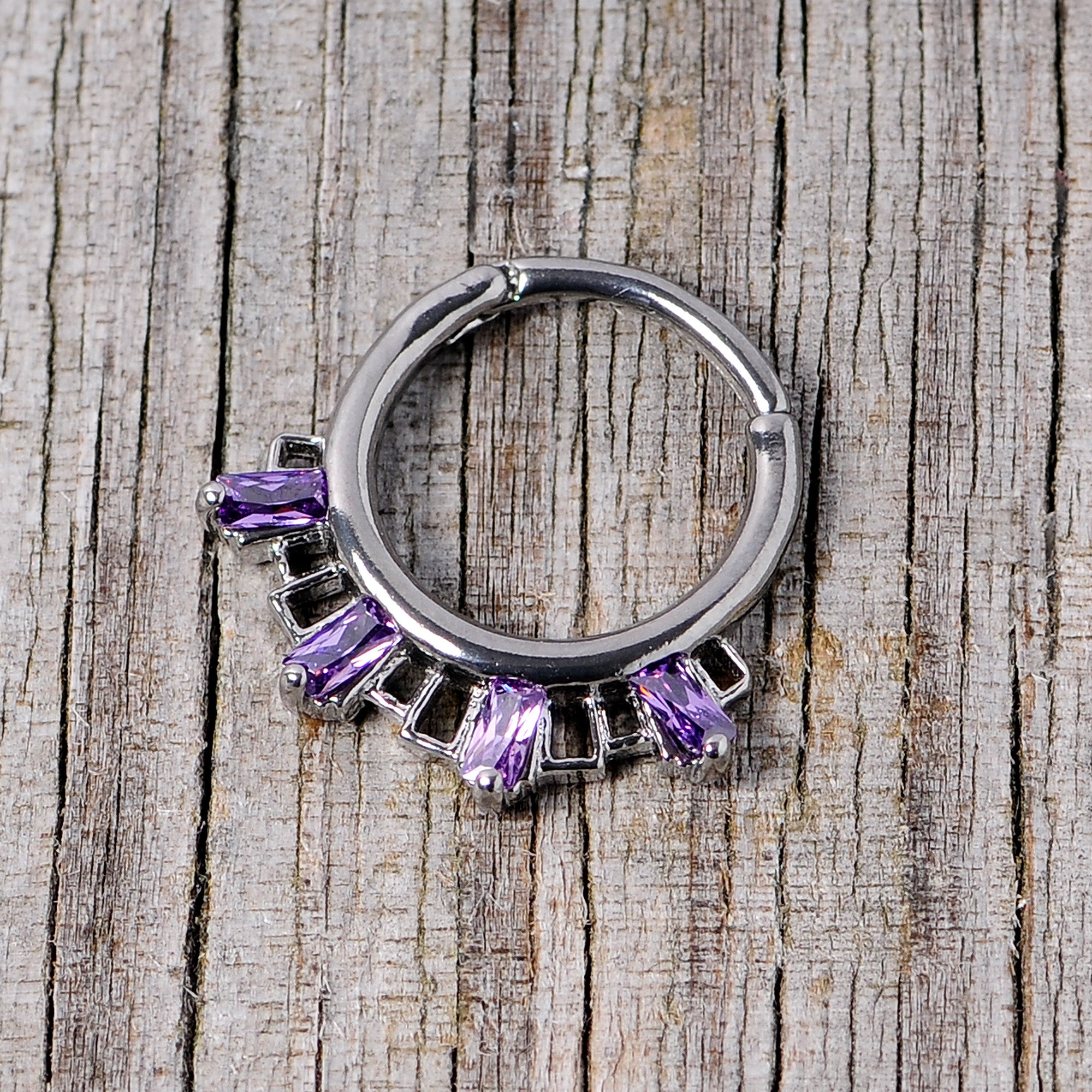 16G 3/8 Purple Gem Rectangle Septum Clicker