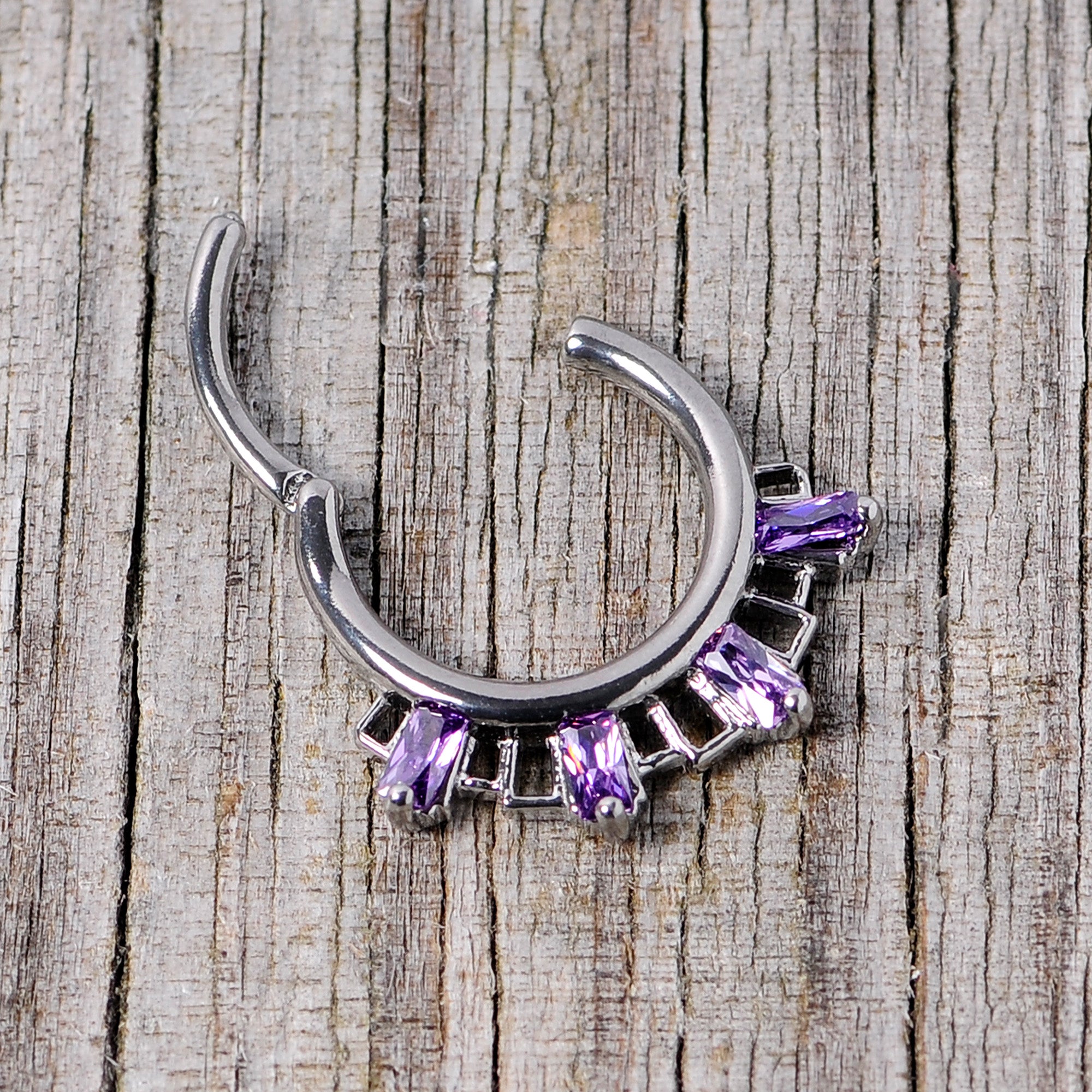16G 3/8 Purple Gem Rectangle Septum Clicker