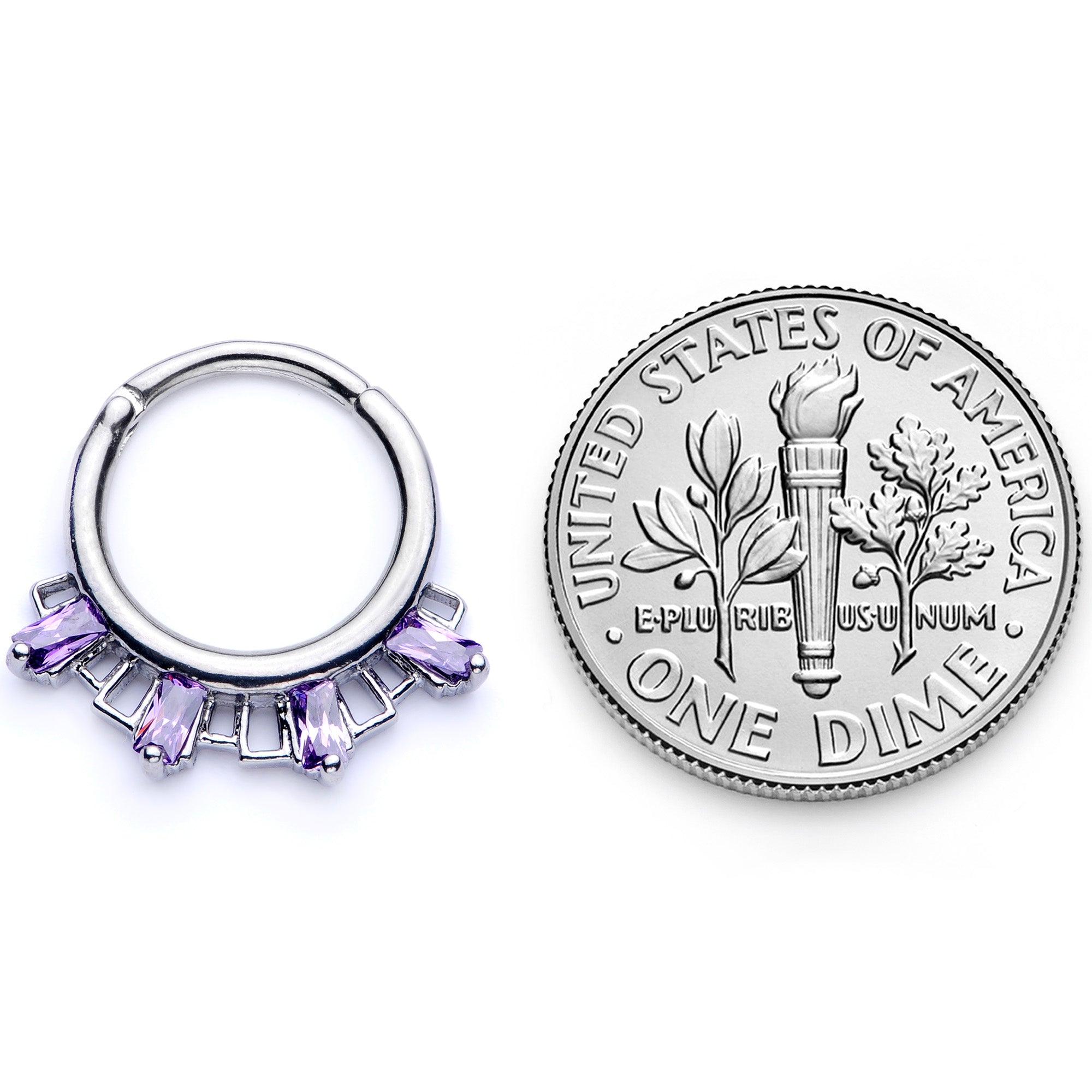 16G 3/8 Purple Gem Rectangle Septum Clicker