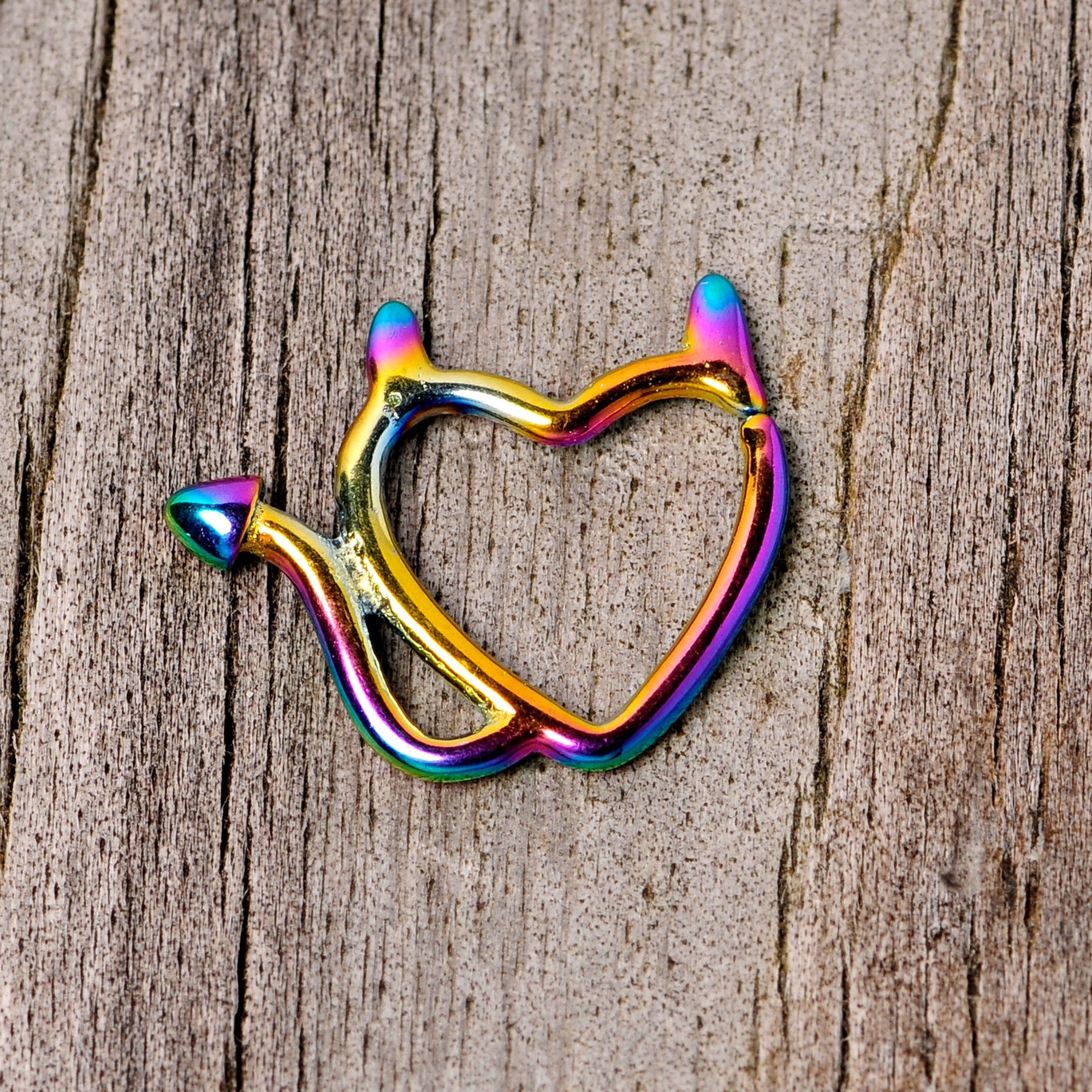 16G 1/4 Rainbow Little Devil Halloween Heart Closure Ring