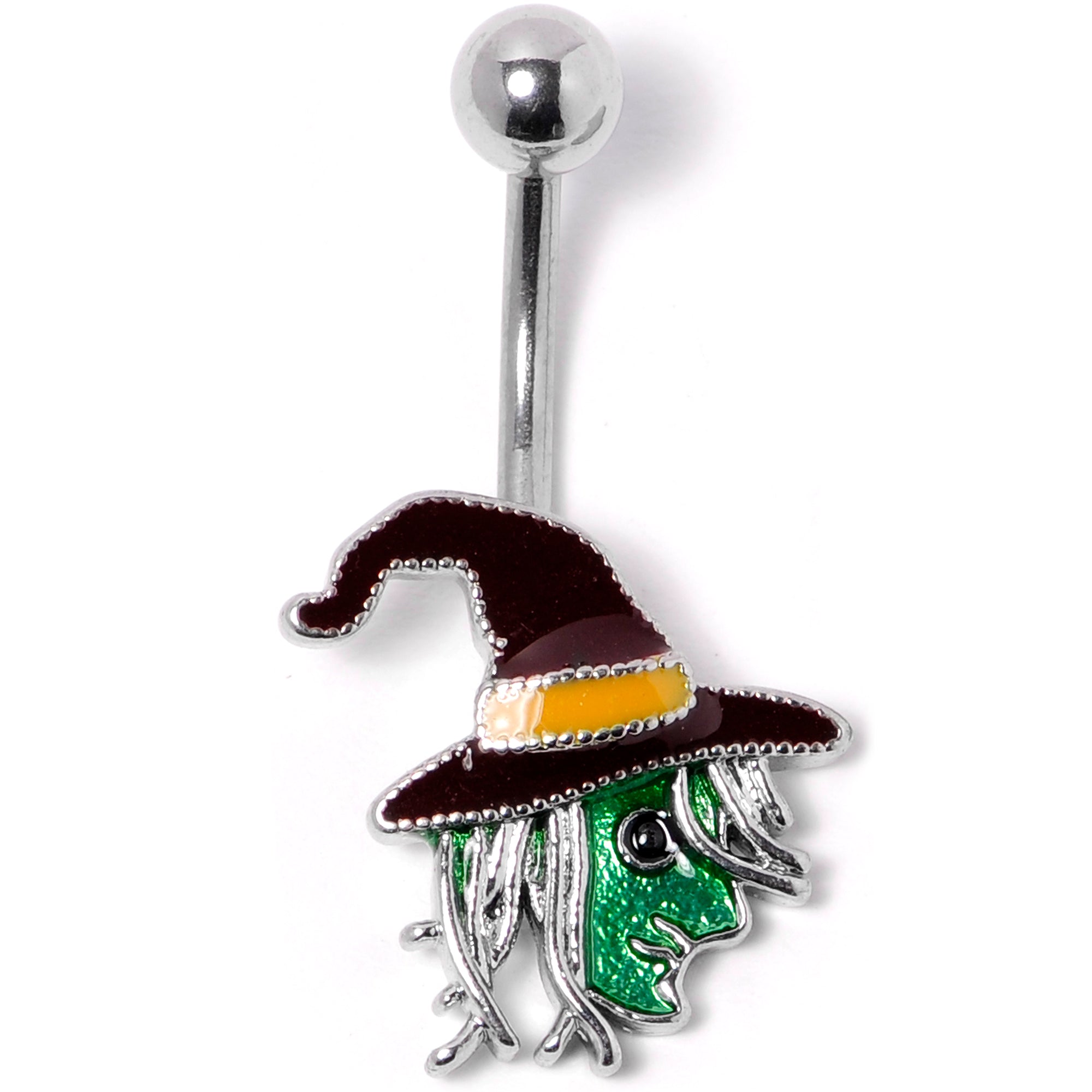 Ghastly Green Woods Witch Halloween Belly Ring