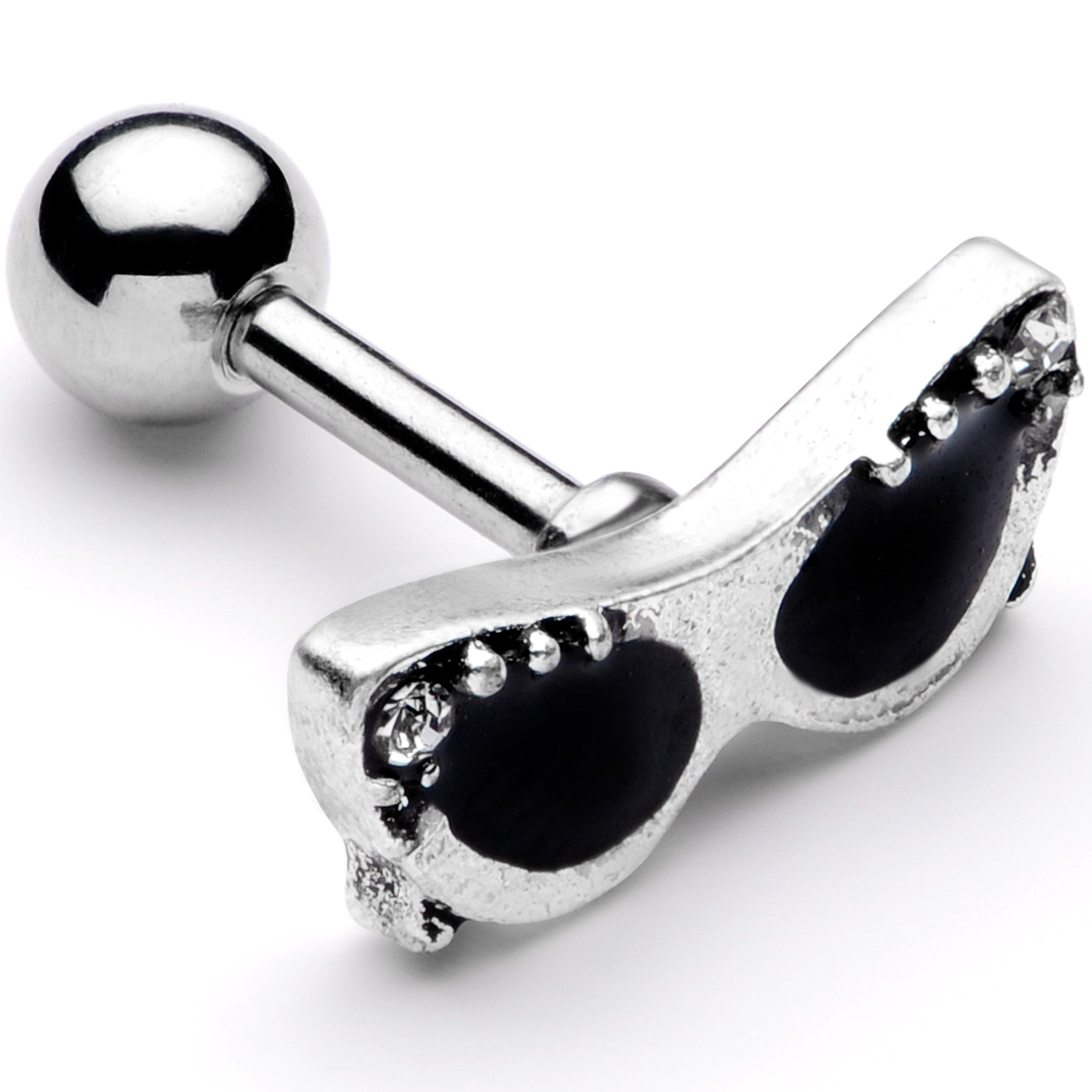 16G 1/4 Clear Gem 50s Retro Sunglasses Cartilage Tragus Earring