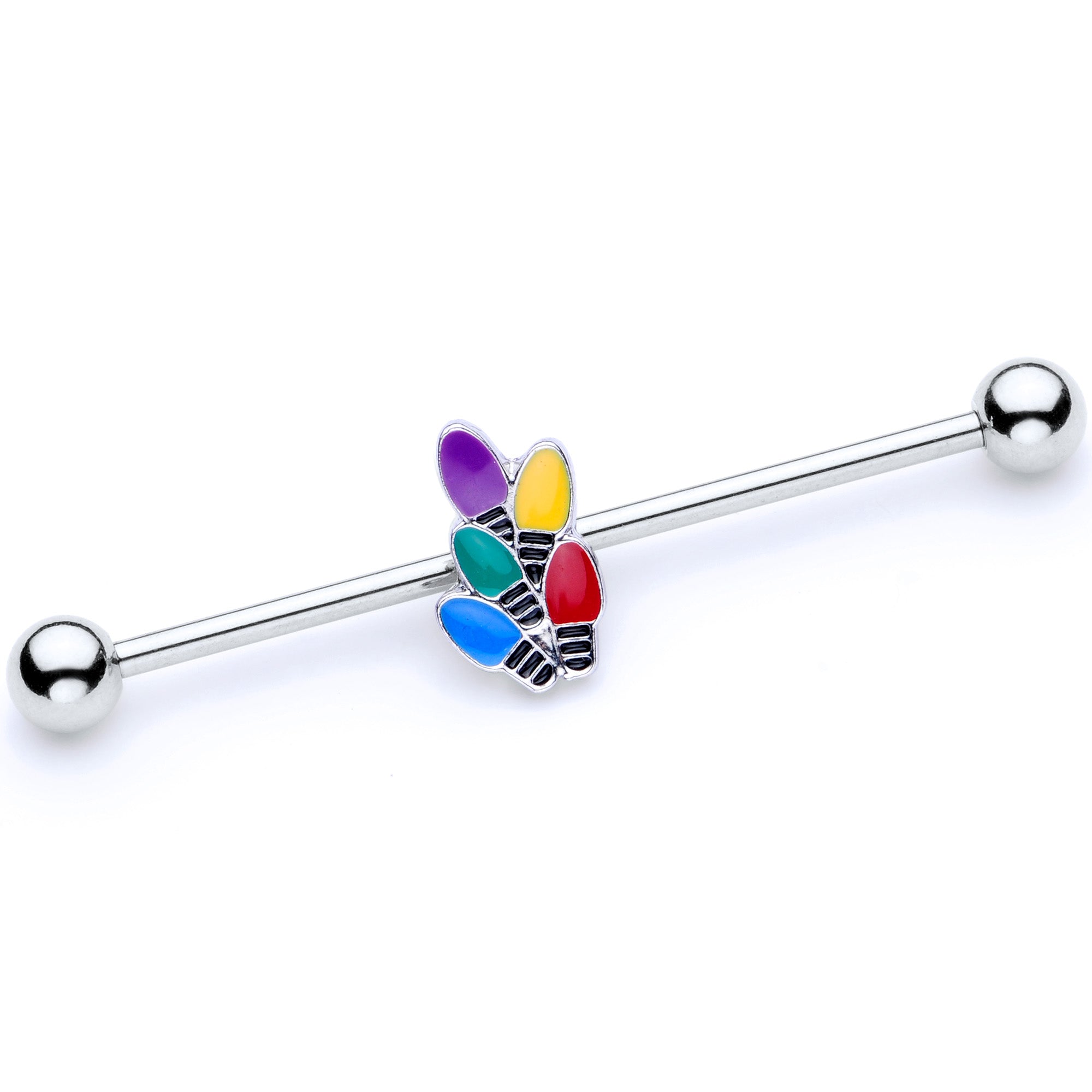 14G Christmas Lights Industrial Barbell 38mm