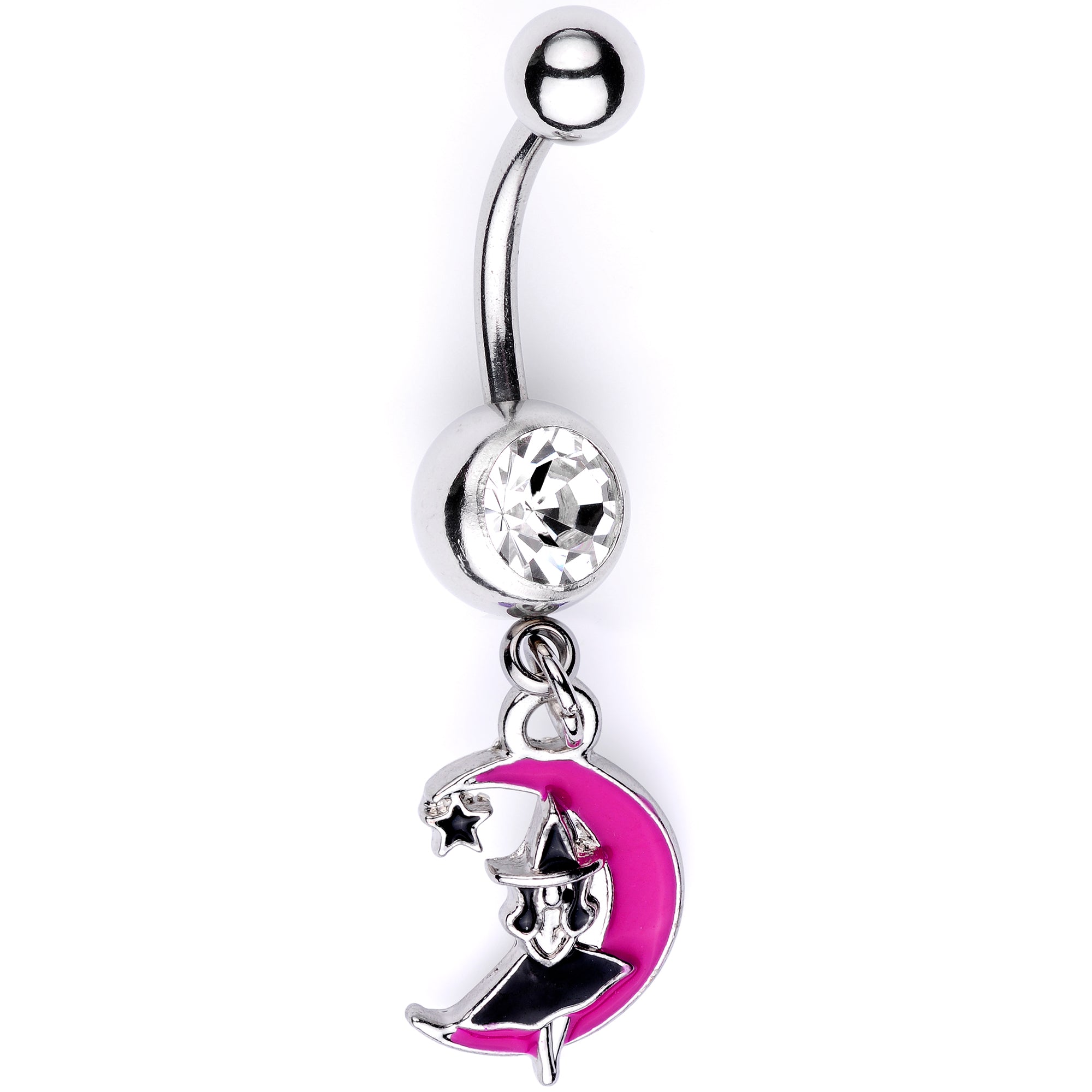 Pink Moon Witch Halloween Dangle Belly Ring