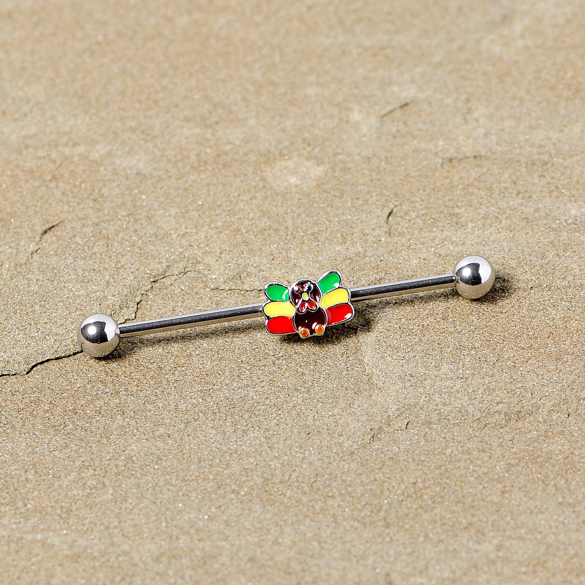 14G Rasta Turkey Thanksgiving Industrial Barbell 38mm