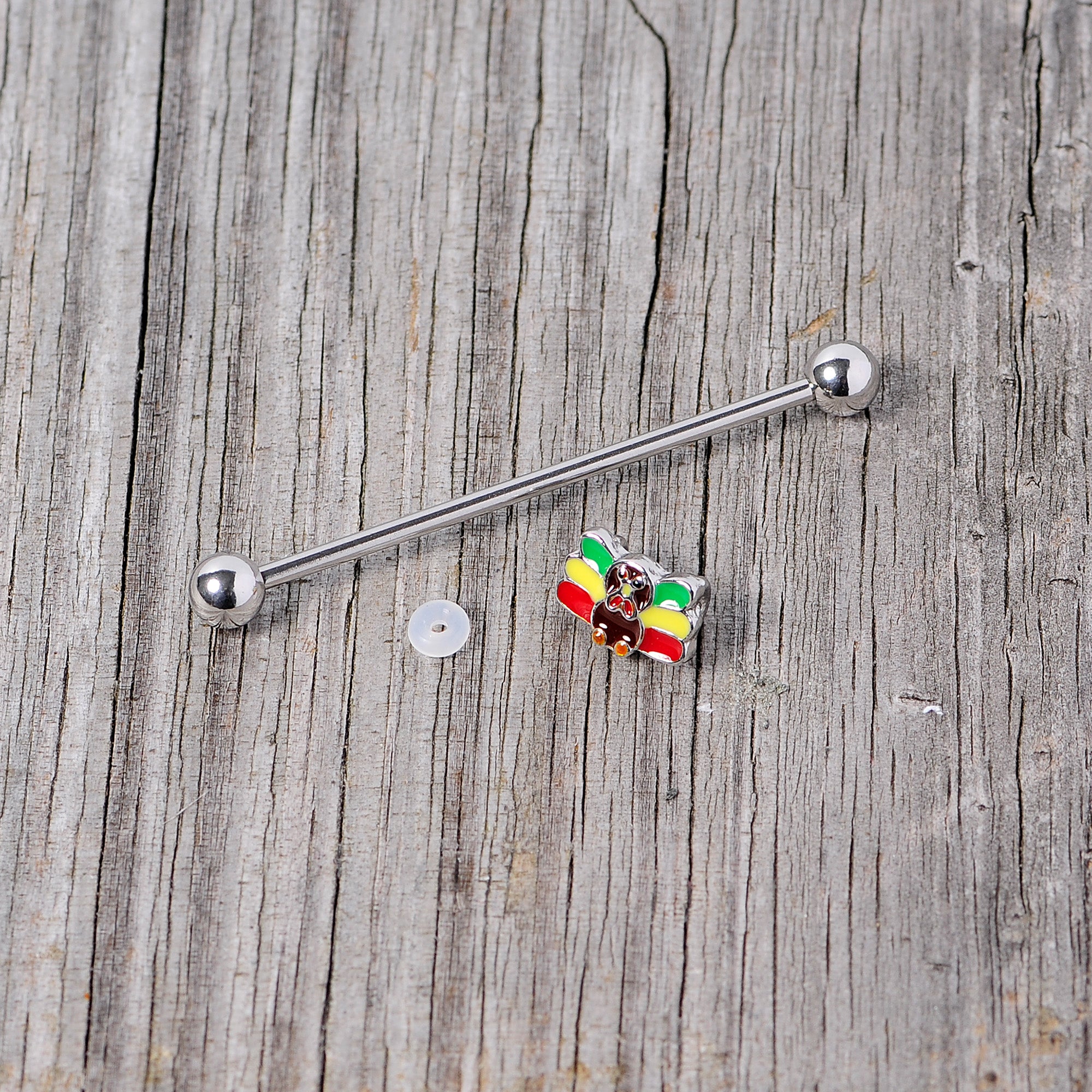 14G Rasta Turkey Thanksgiving Industrial Barbell 38mm