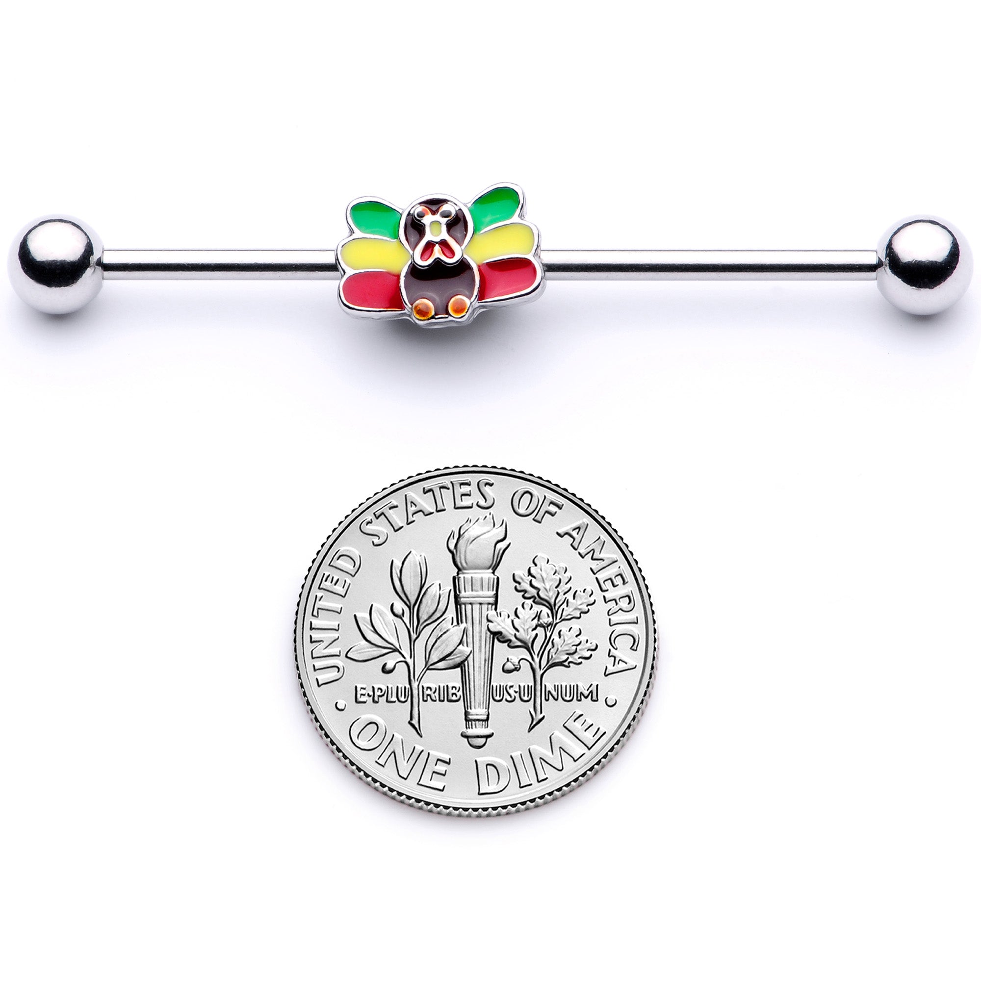 14G Rasta Turkey Thanksgiving Industrial Barbell 38mm