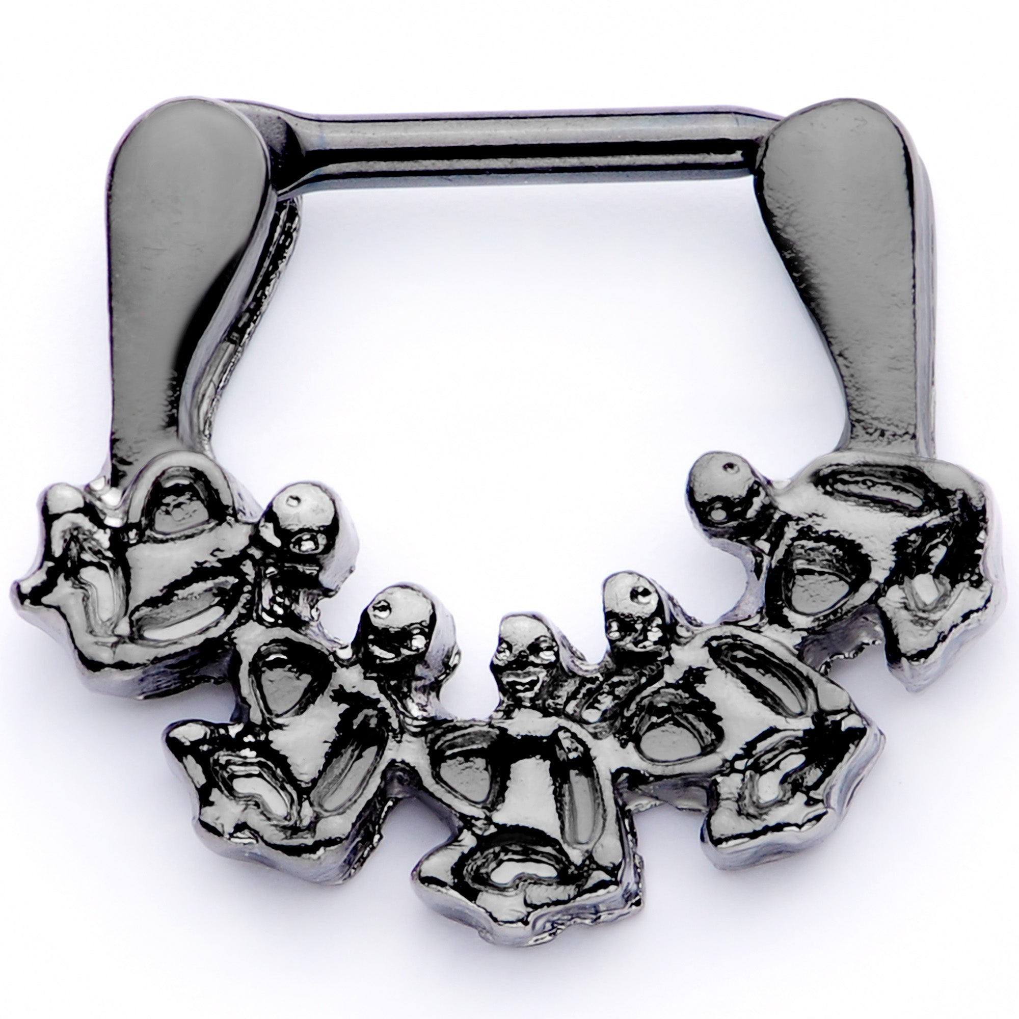 16G 5/16 Black Scary Skeletons Halloween Septum Clicker