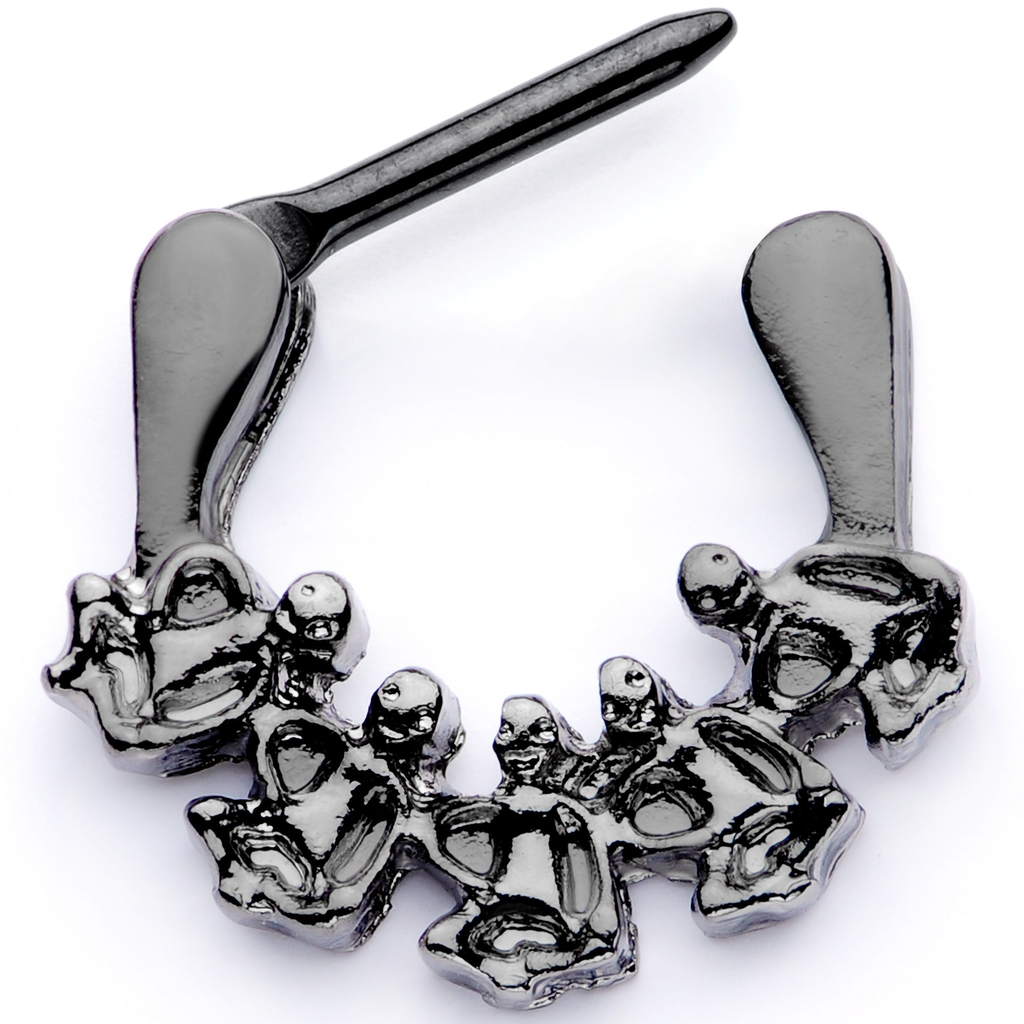 16G 5/16 Black Scary Skeletons Halloween Septum Clicker