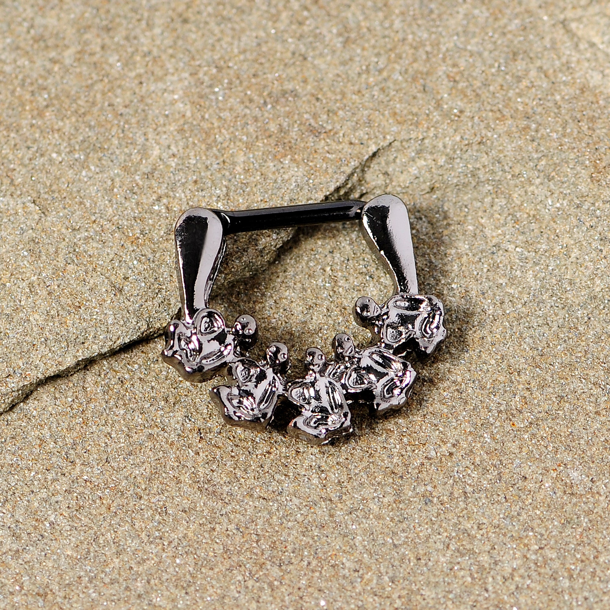 16G 5/16 Black Scary Skeletons Halloween Septum Clicker