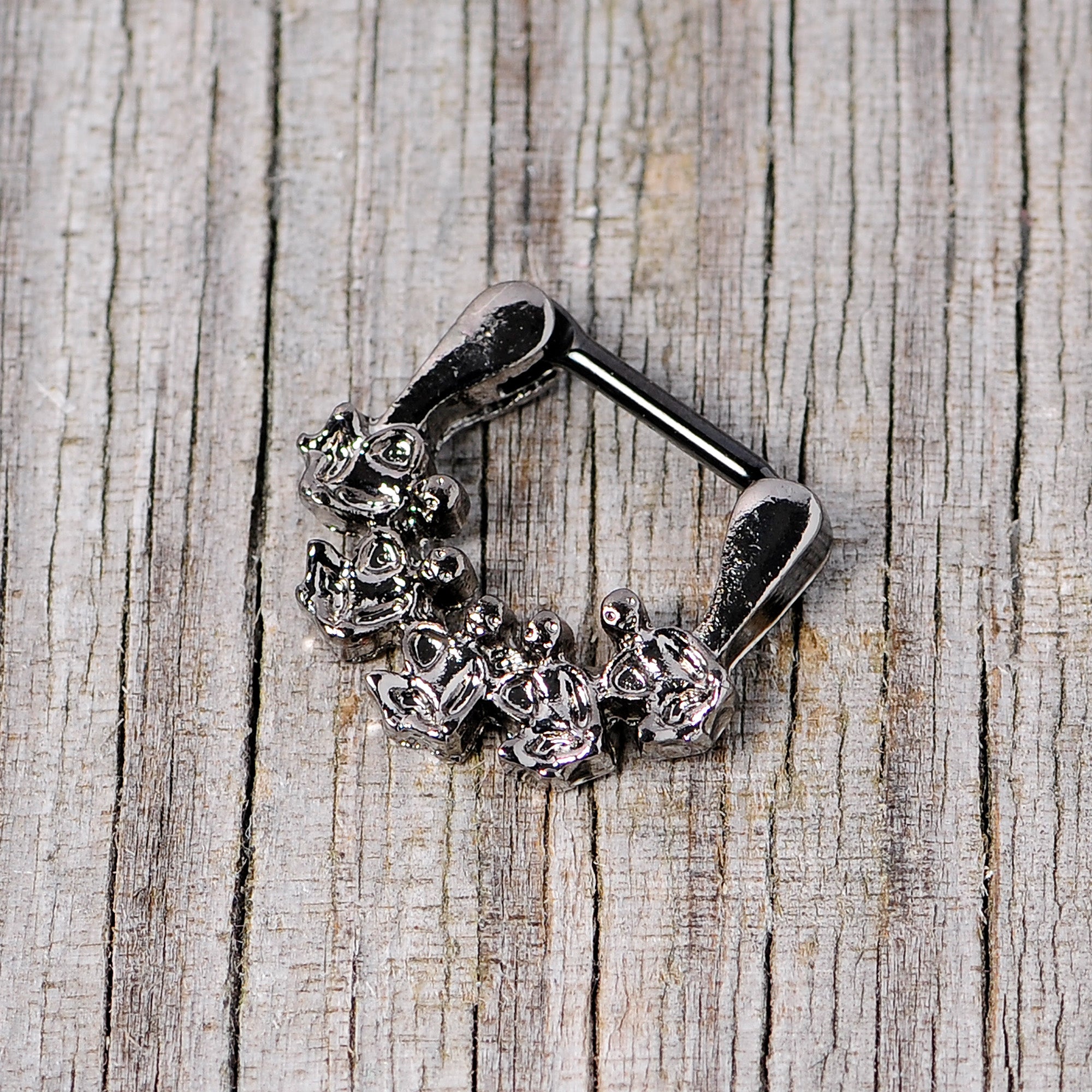 16G 5/16 Black Scary Skeletons Halloween Septum Clicker