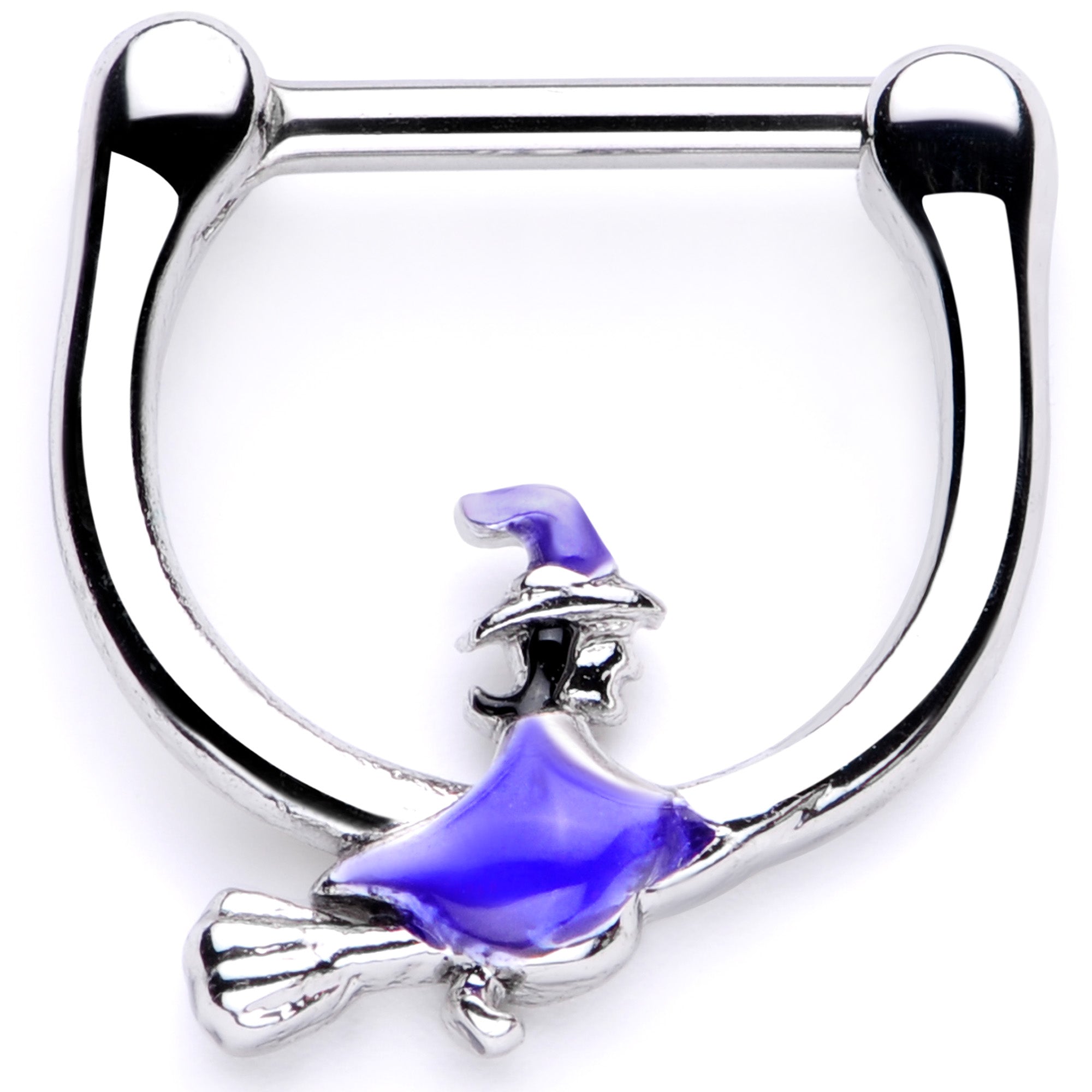 16G 5/16 Blue Spooky Witch Halloween Septum Clicker