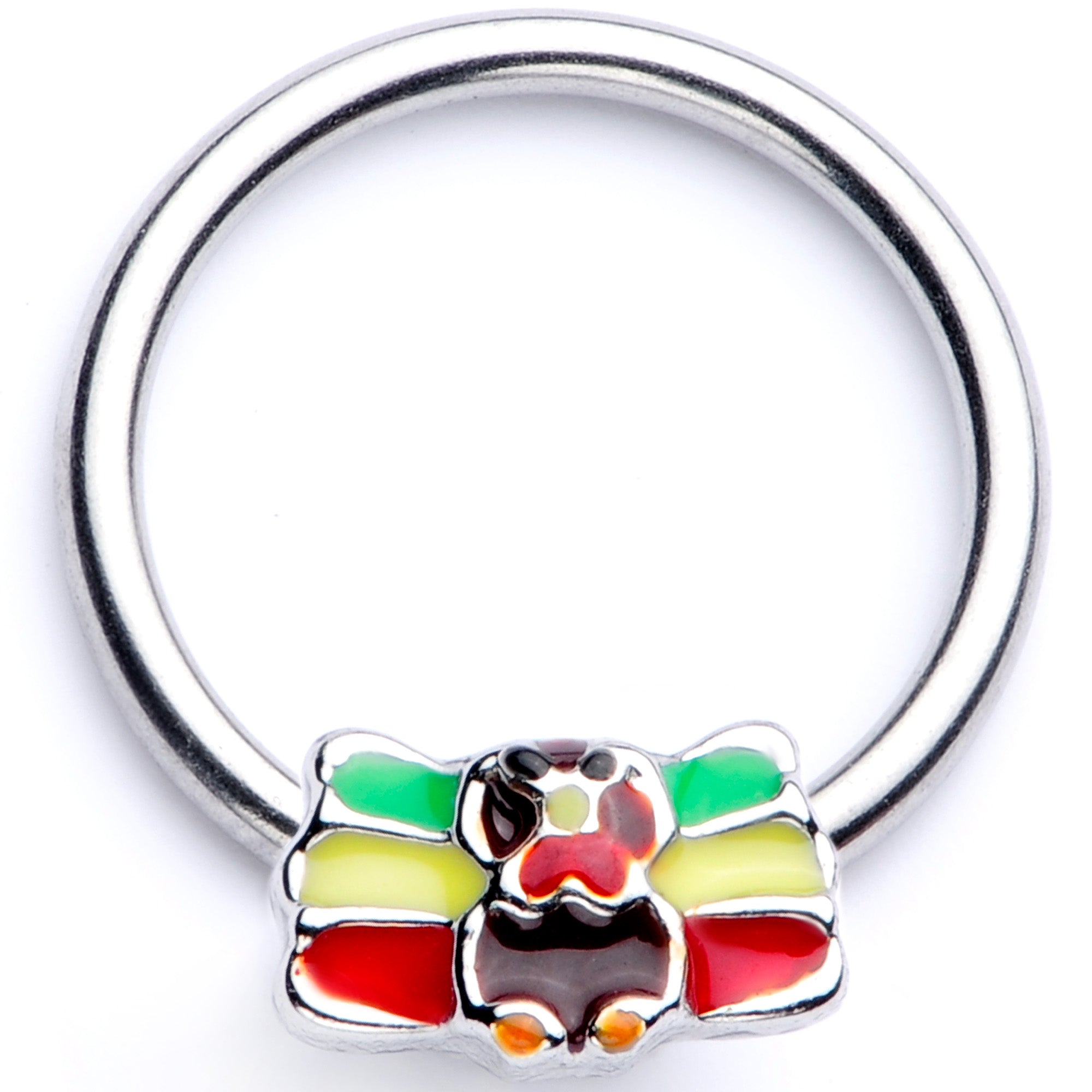 16G 3/8 Rasta Turkey Thanksgiving BCR Captive Ring
