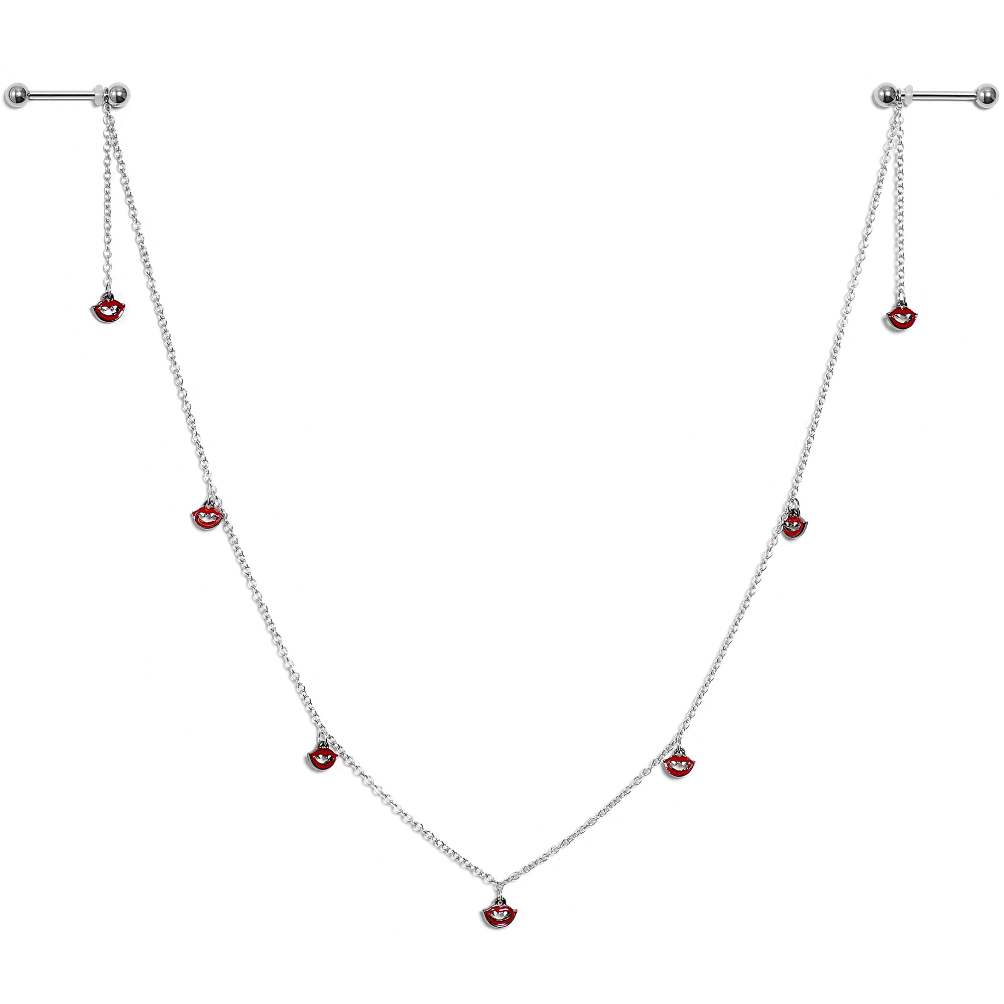 14G 5/8 Red Monster Fang Halloween Dangle Nipple Chain