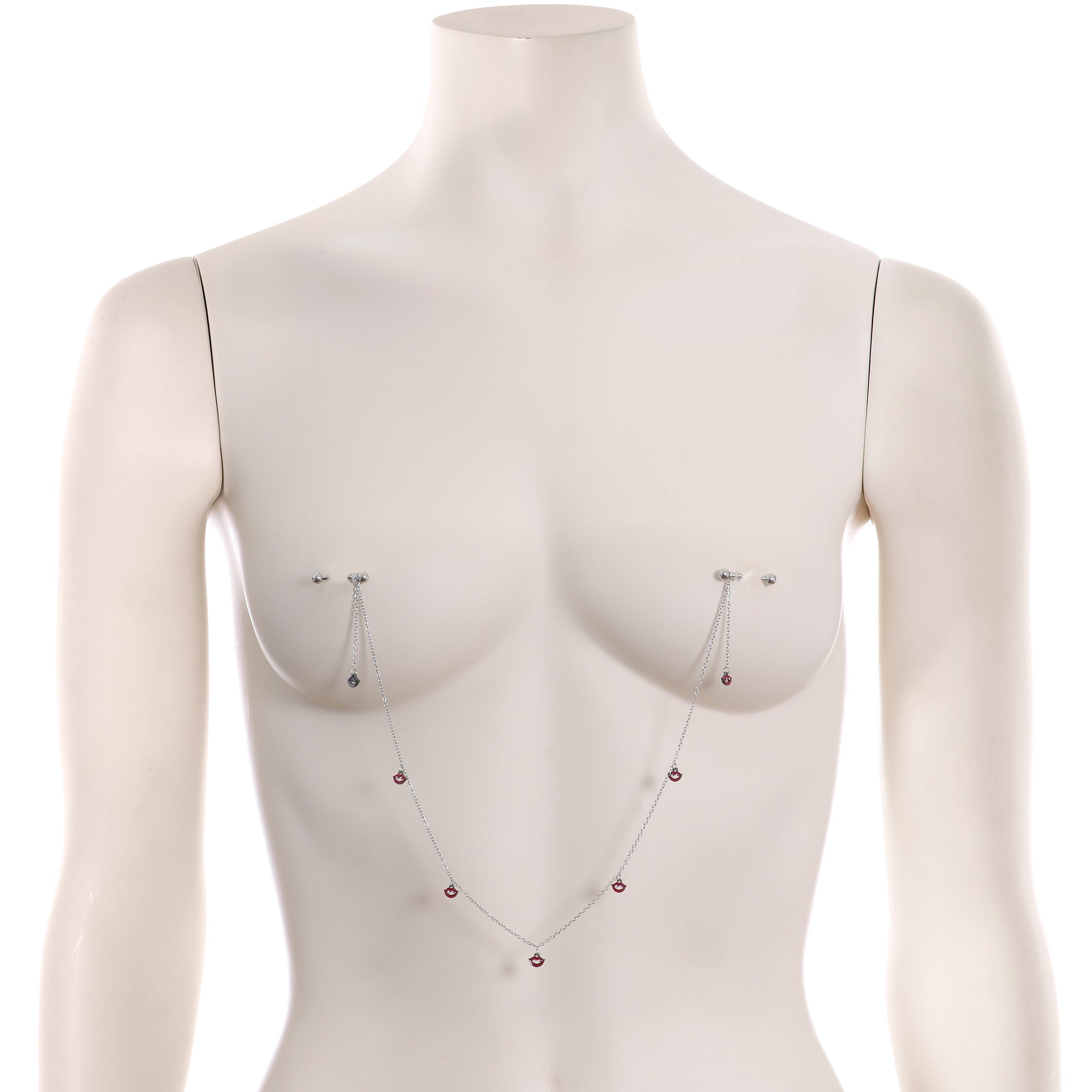 14G 5/8 Red Monster Fang Halloween Dangle Nipple Chain