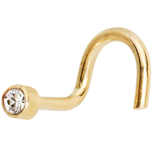 Solid 14K Yellow Gold 0.1 ct Genuine Diamond Nose Ring