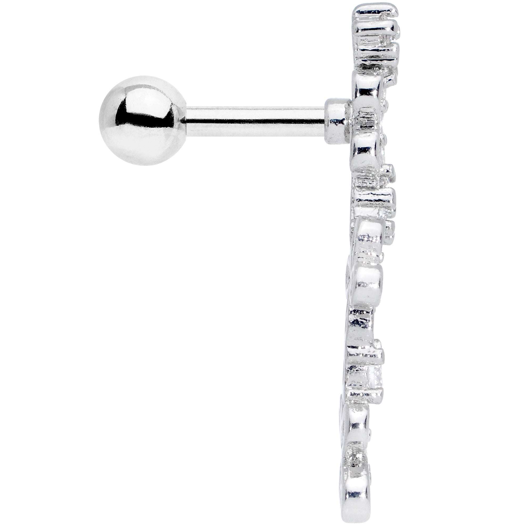 16G 1/4 Clear CZ Gem Loopy Garland Flower Cartilage Tragus