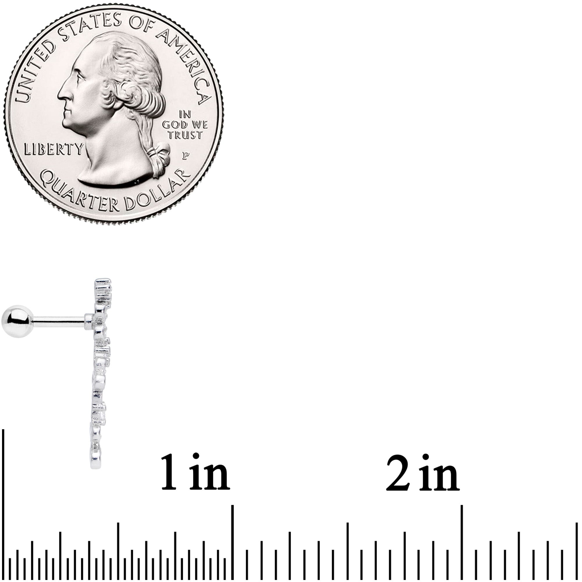 16G 1/4 Clear CZ Gem Loopy Garland Flower Cartilage Tragus