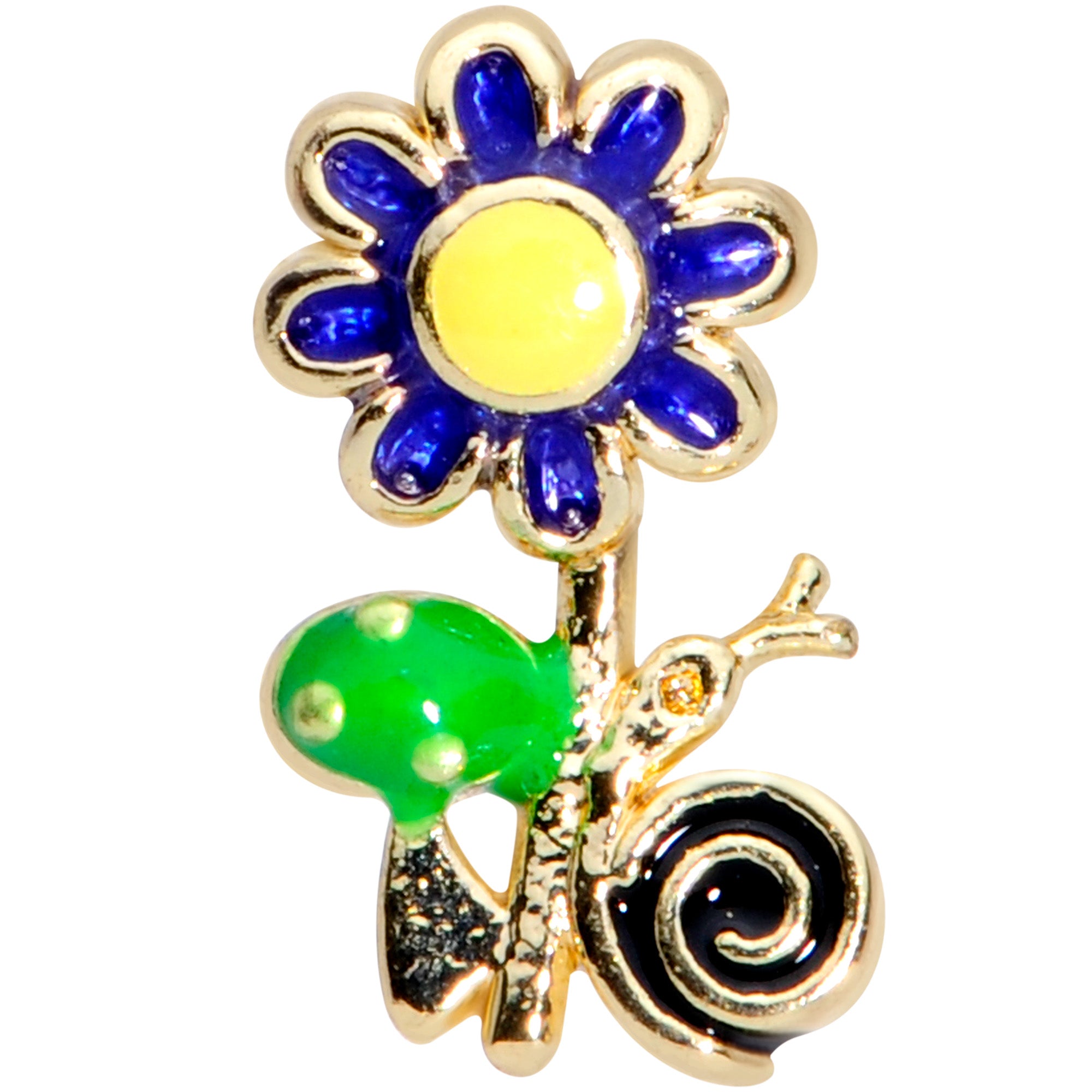 16G 1/4 Gold Tone Snail Flower Cartilage Tragus Earring