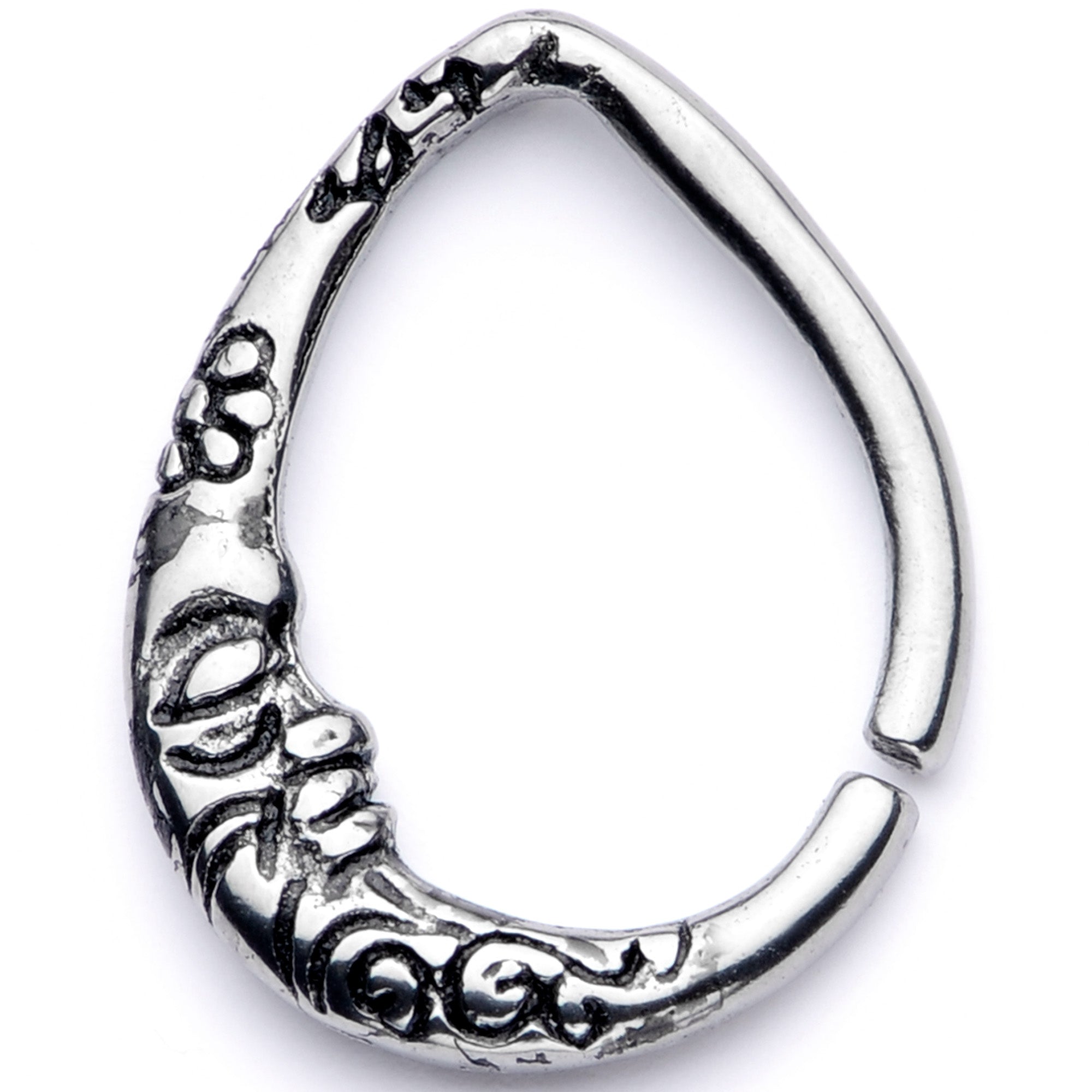 16G 3/8 Man in the Crescent Moon Teardrop Right Ear Closure Ring