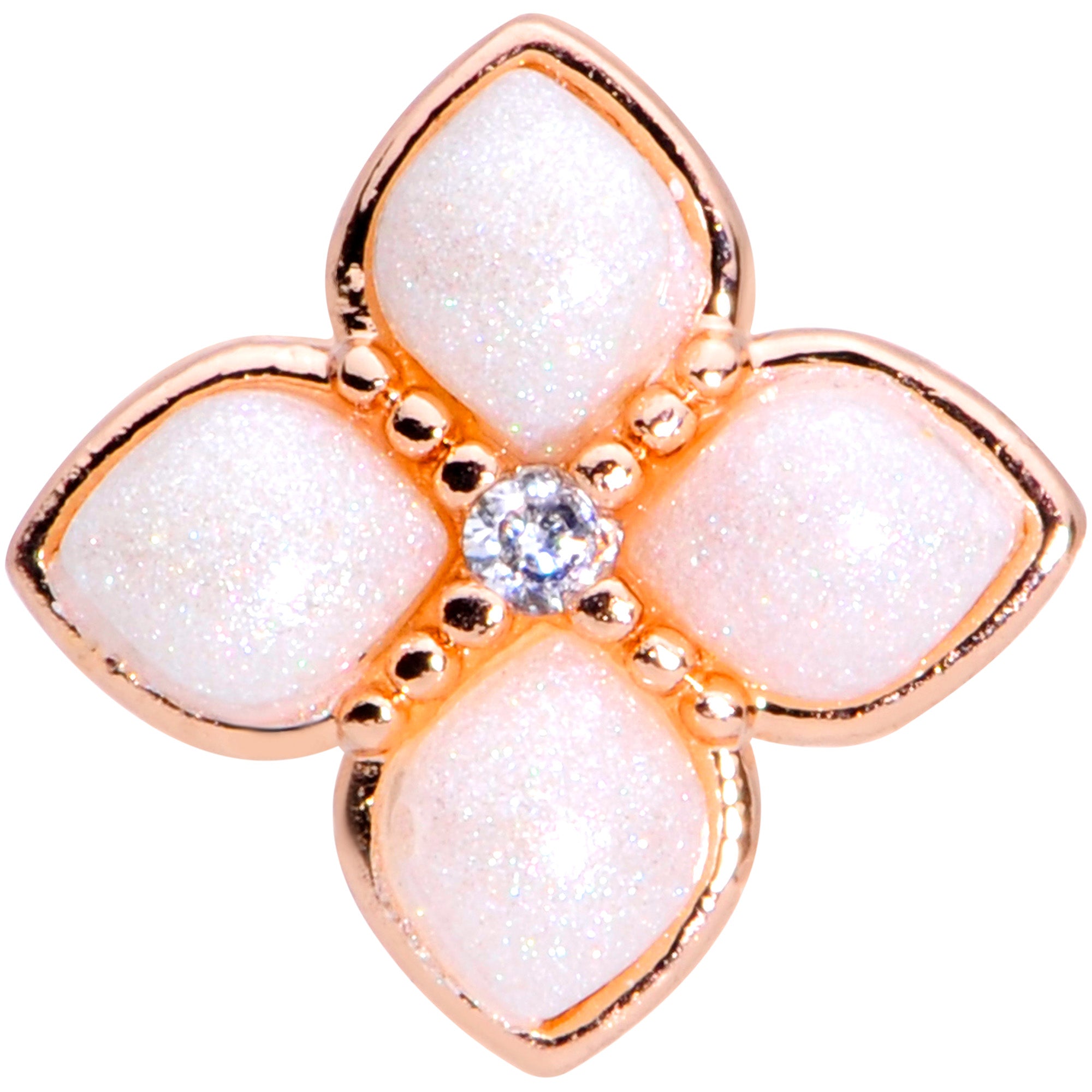 16G 1/4 Clear Gem Rose Gold Tone Renaissance Cartilage Tragus