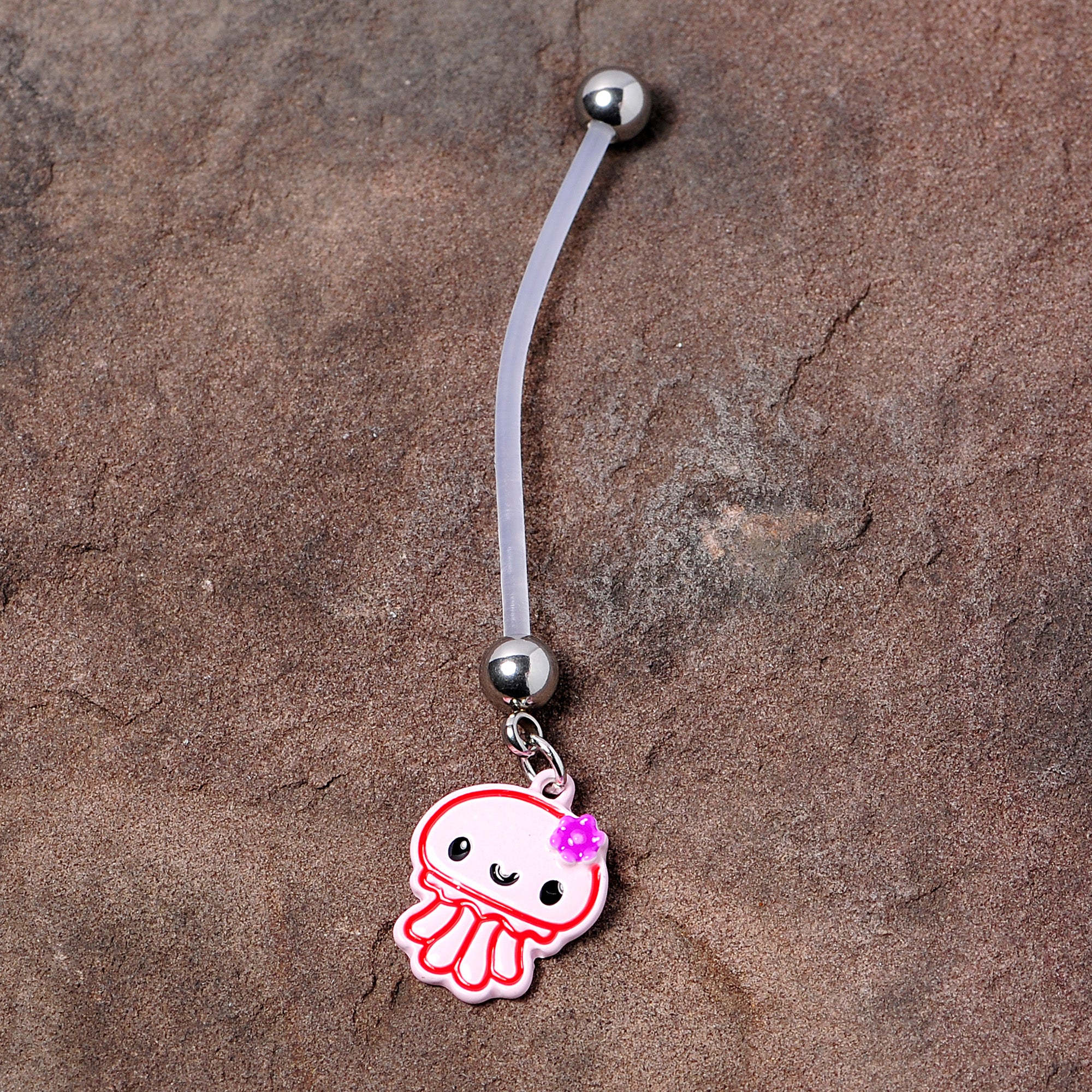 Bundle of Joy Baby Pink Squid Jellyfish Nautical Dangle Pregnancy Belly Ring