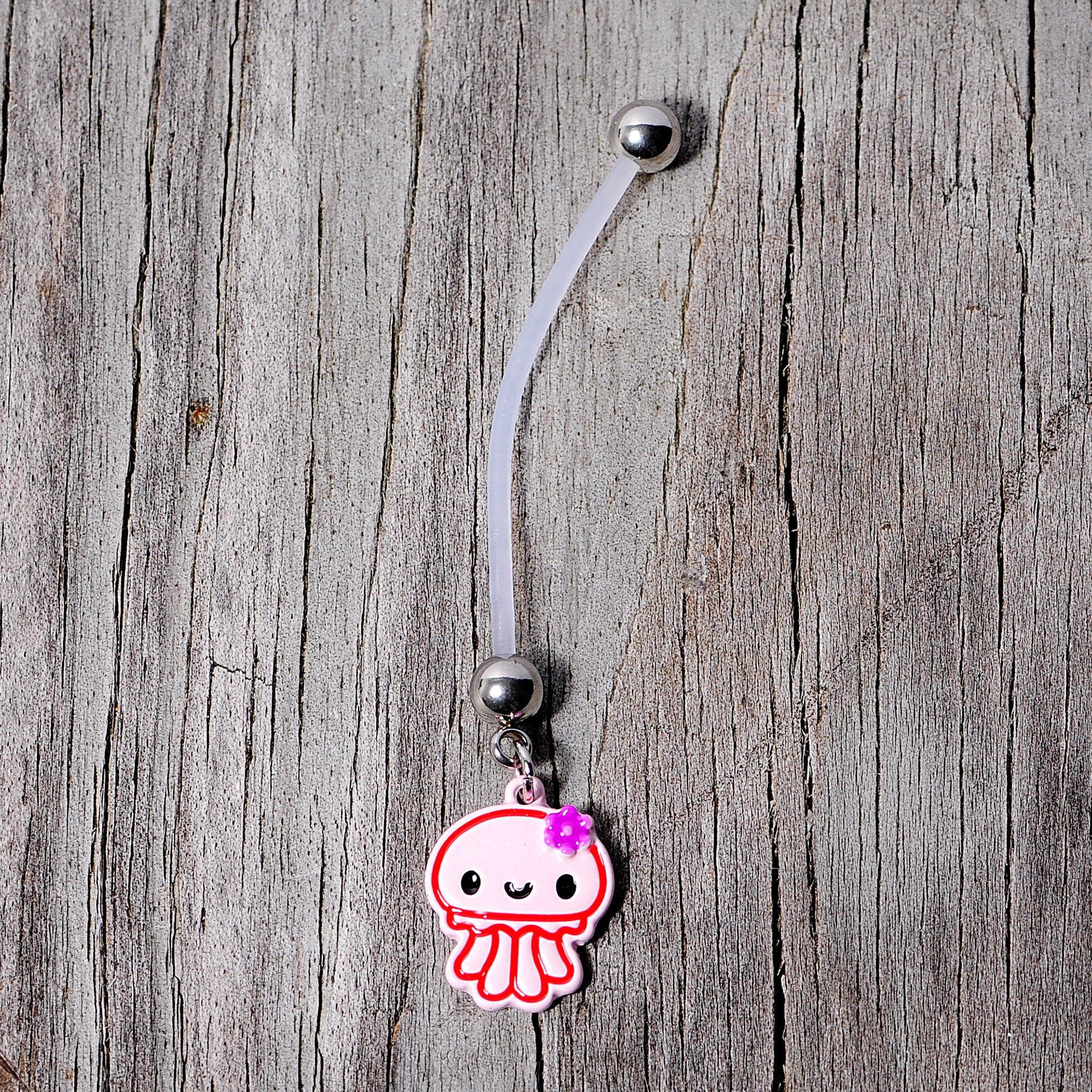 Bundle of Joy Baby Pink Squid Jellyfish Nautical Dangle Pregnancy Belly Ring