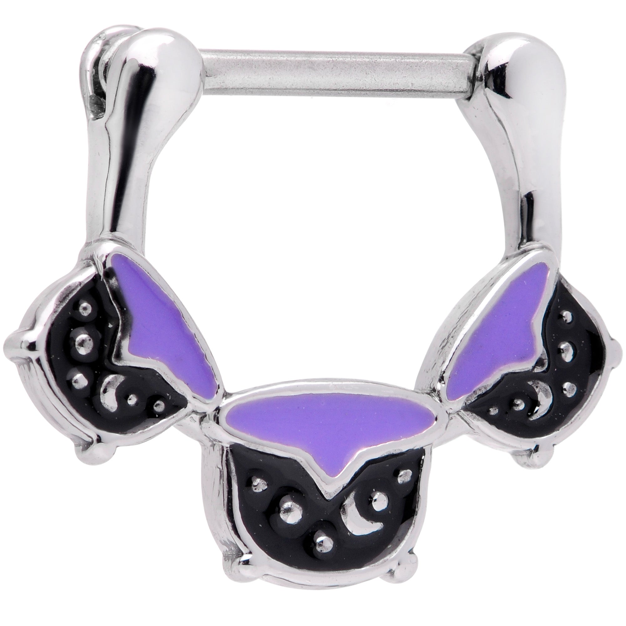 16G 3/8 Black Purple Cauldron Halloween Cartilage Clicker