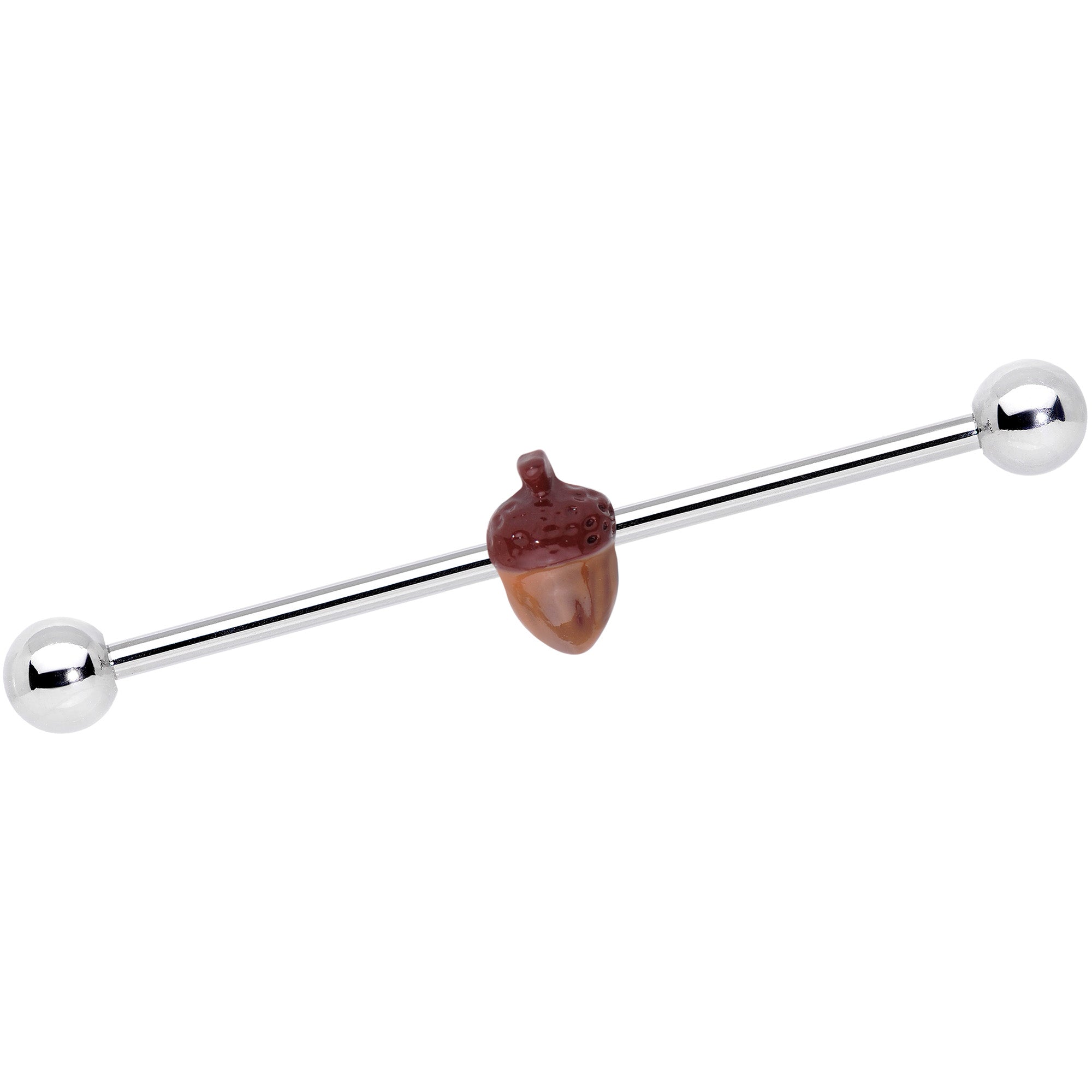 14G Brown Fall Autumn Acorn Industrial Barbell 38mm