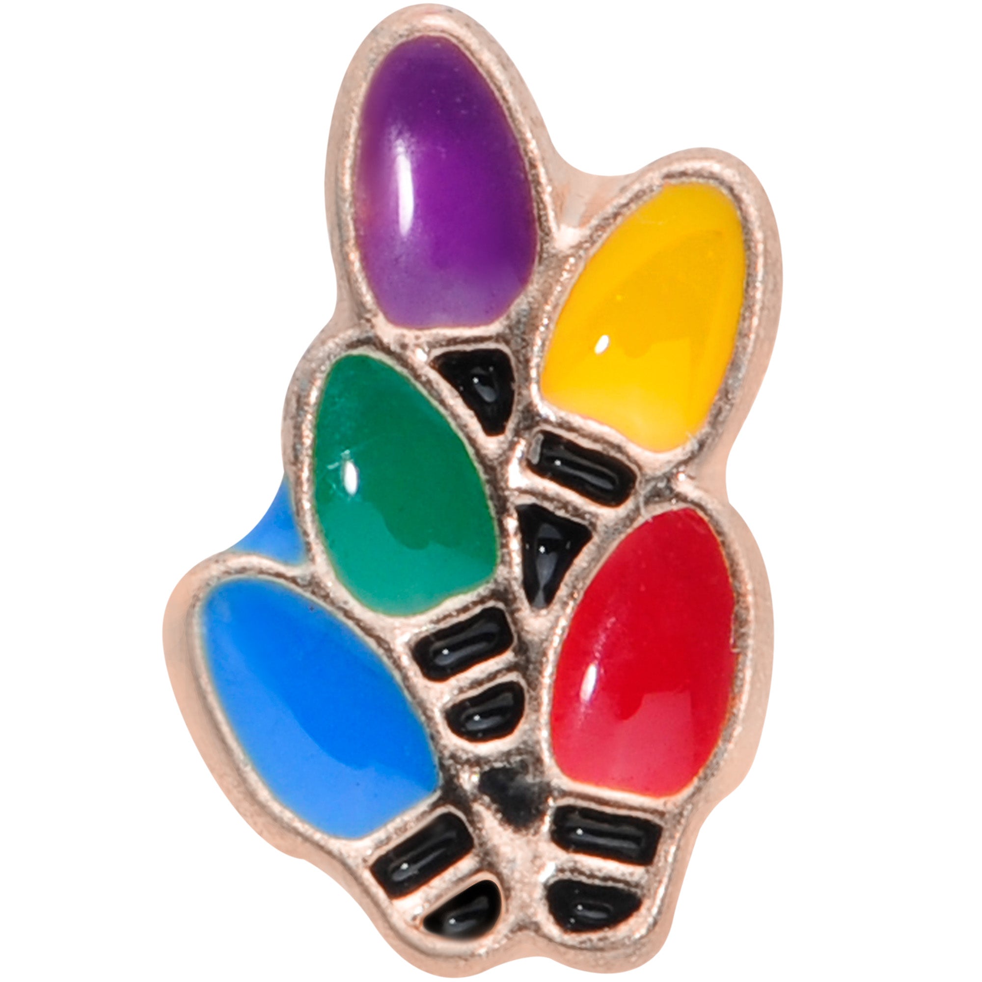 16G 1/4 Rose Gold Tone Christmas Lights Holiday Cartilage Tragus