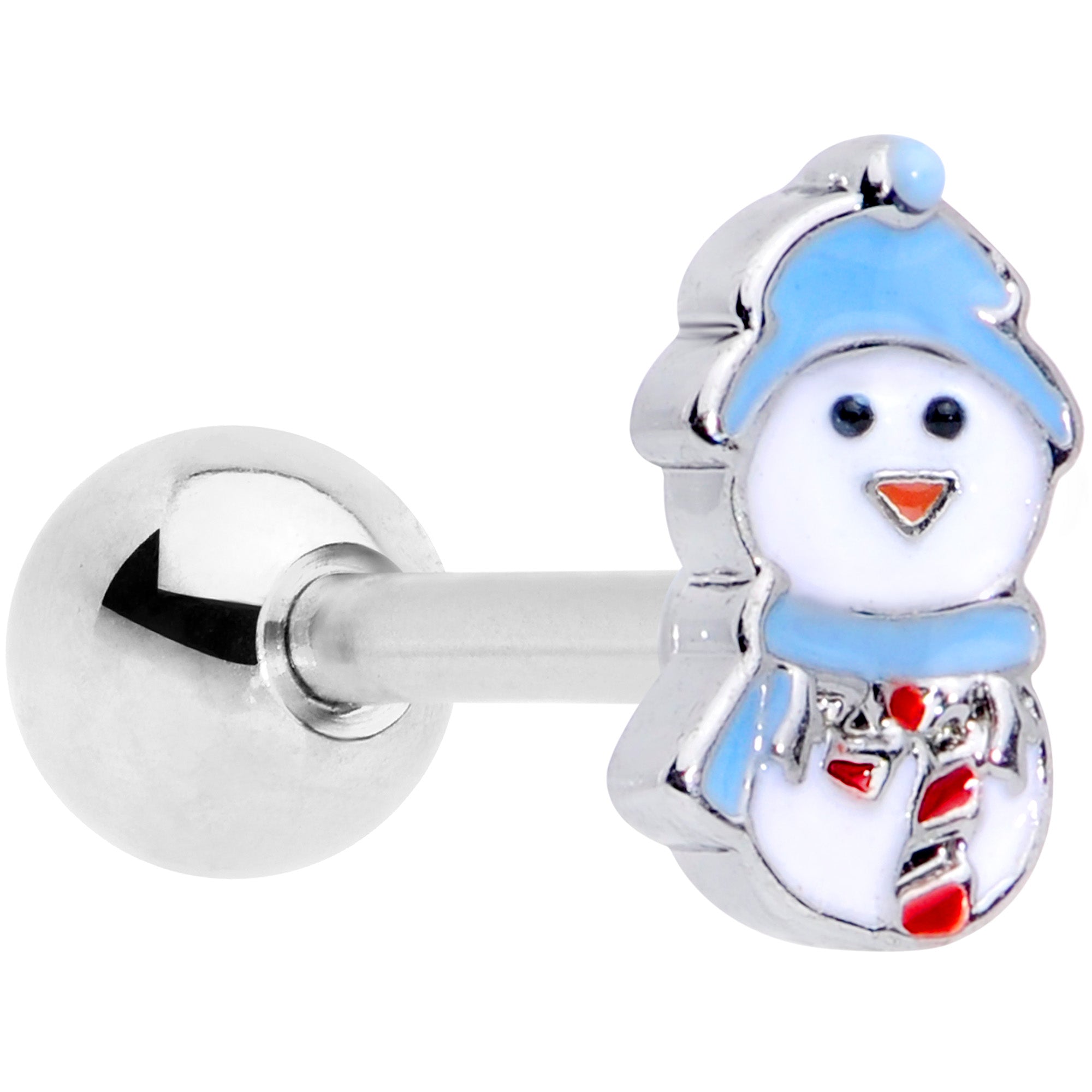 16G 1/4 Blue Hat Snowman Winter Holiday Cartilage Tragus Earring