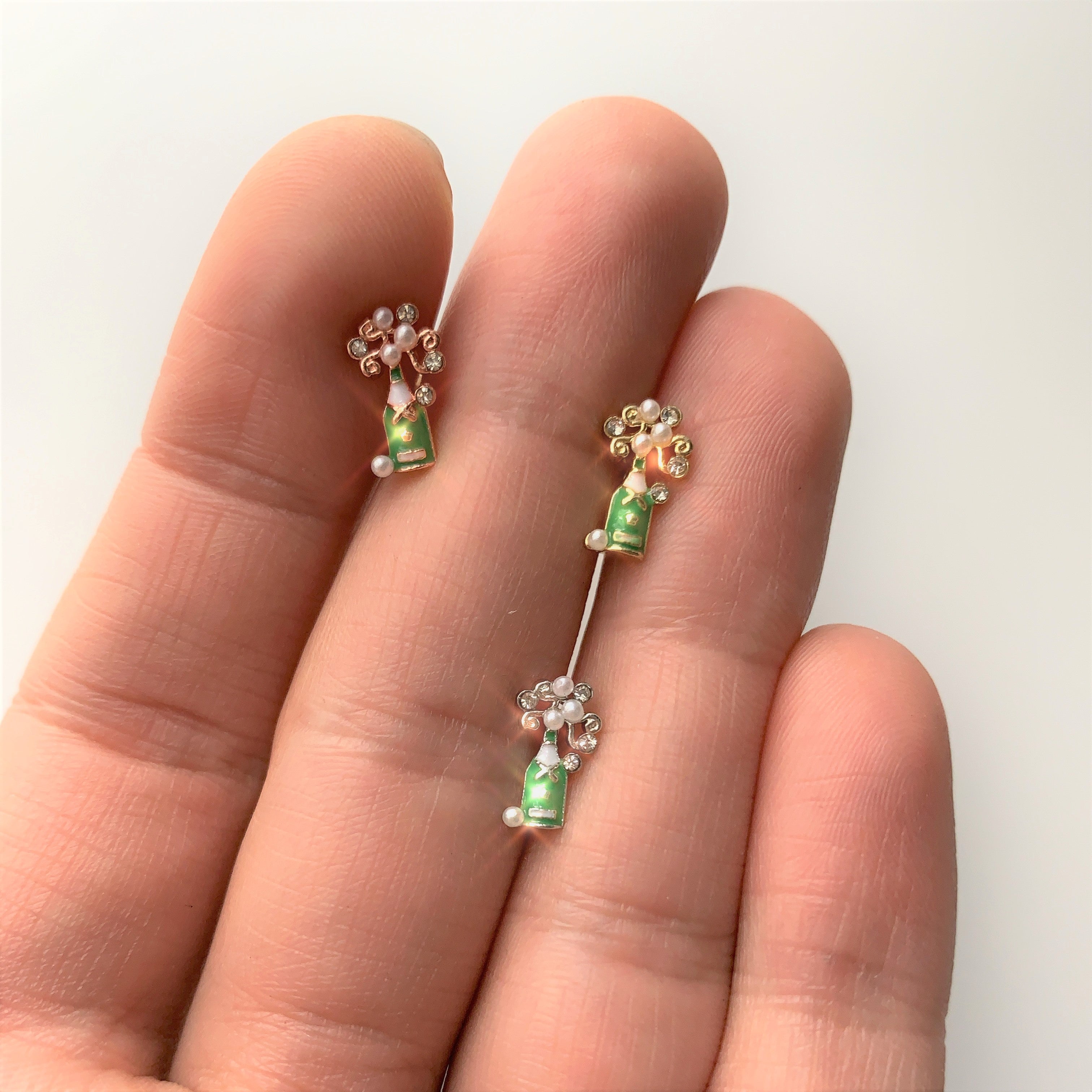 16G 1/4 Clear Gem Rose Gold Tone Champagne Cartilage Tragus