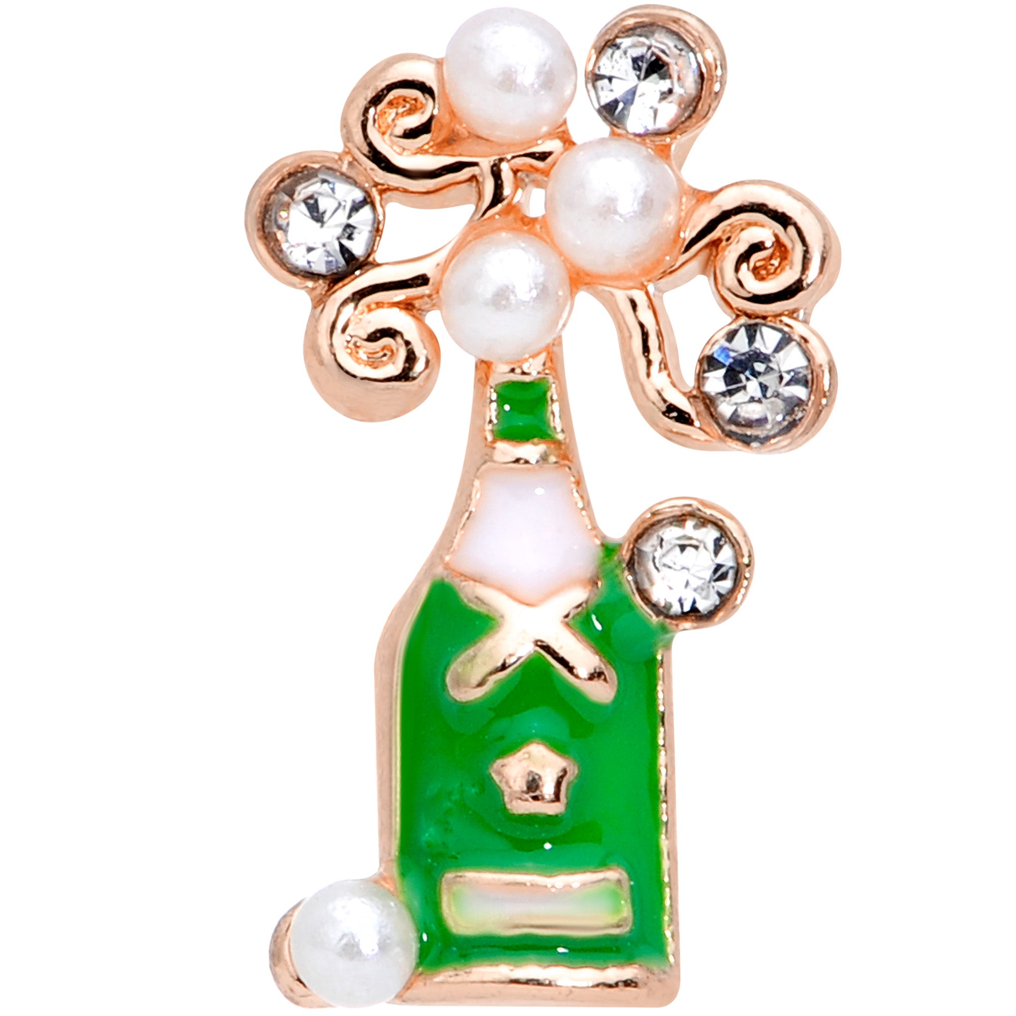 16G 1/4 Clear Gem Rose Gold Tone Champagne Cartilage Tragus