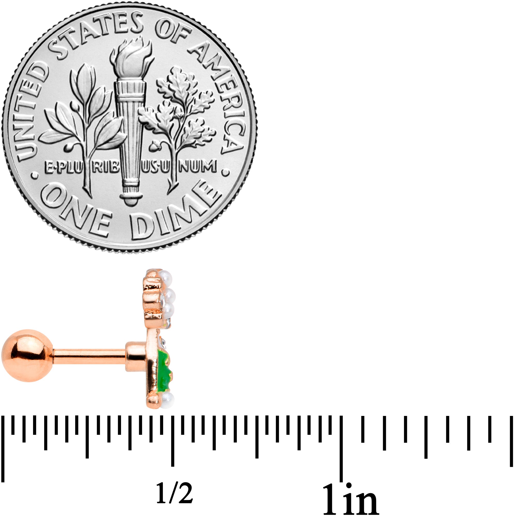 16G 1/4 Clear Gem Rose Gold Tone Champagne Cartilage Tragus