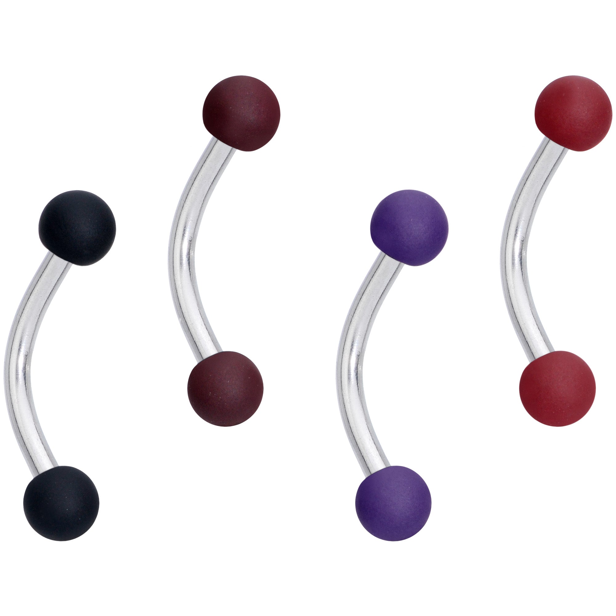 16G 5/16 Black Blue Brown Matte Curved Eyebrow Ring Set of 4