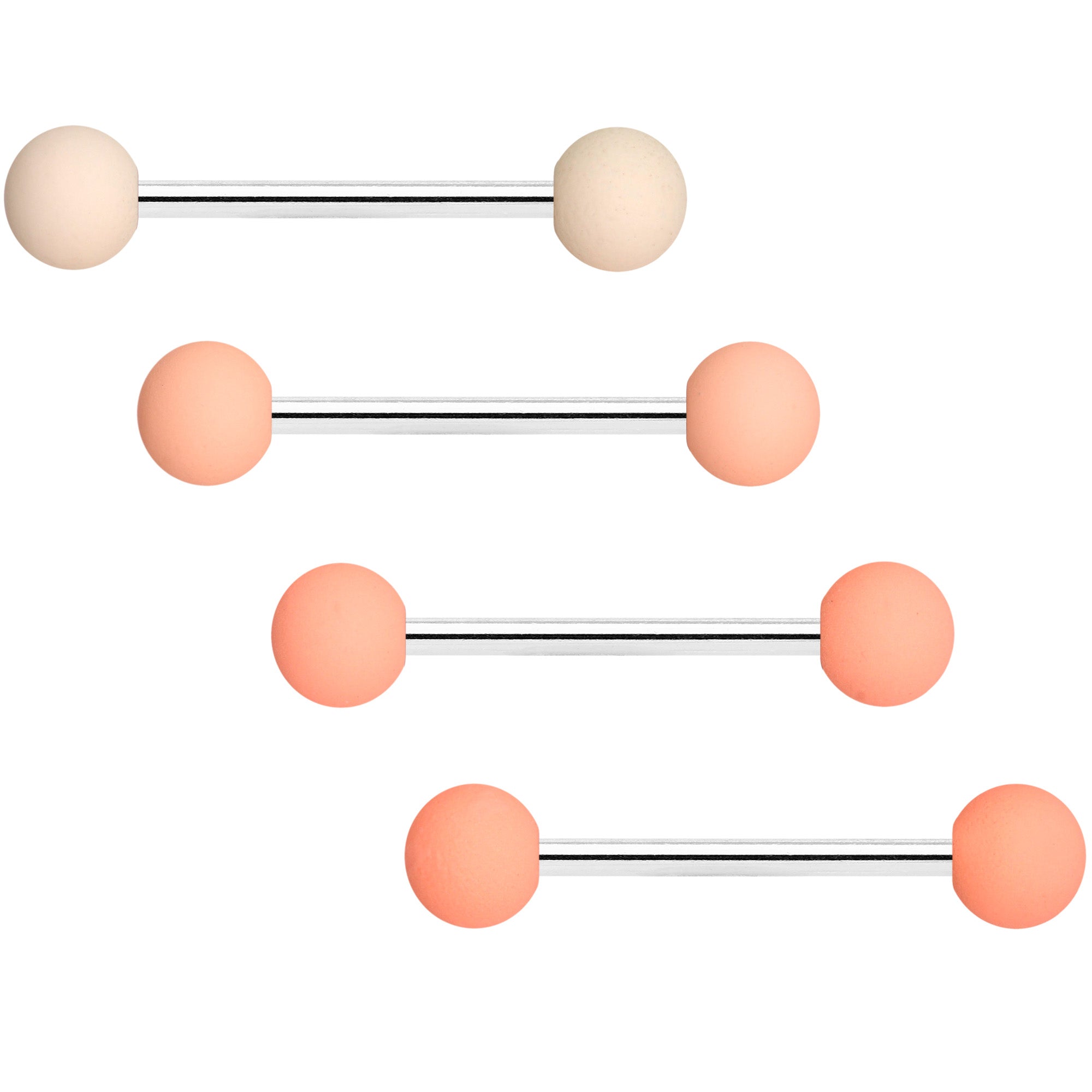 Peaches and Cream Matte Barbell Tongue Ring Set of 4